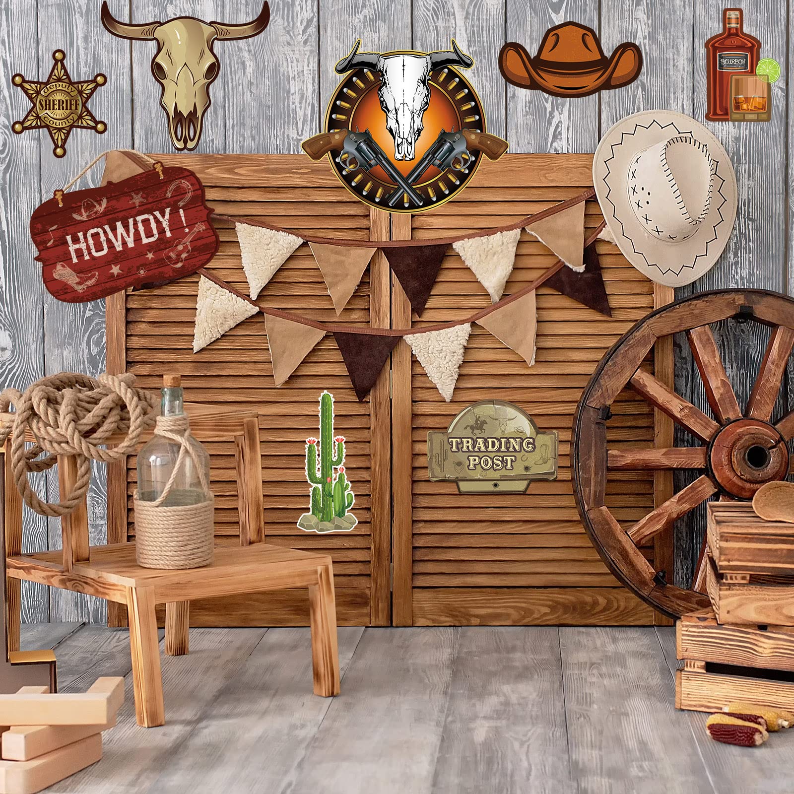 32-Piece Western Party Decorations Set - Cowboy Themed Party Favors, Wild West Cutouts & Country Decor for Birthday, Baby Shower & Western Theme Events