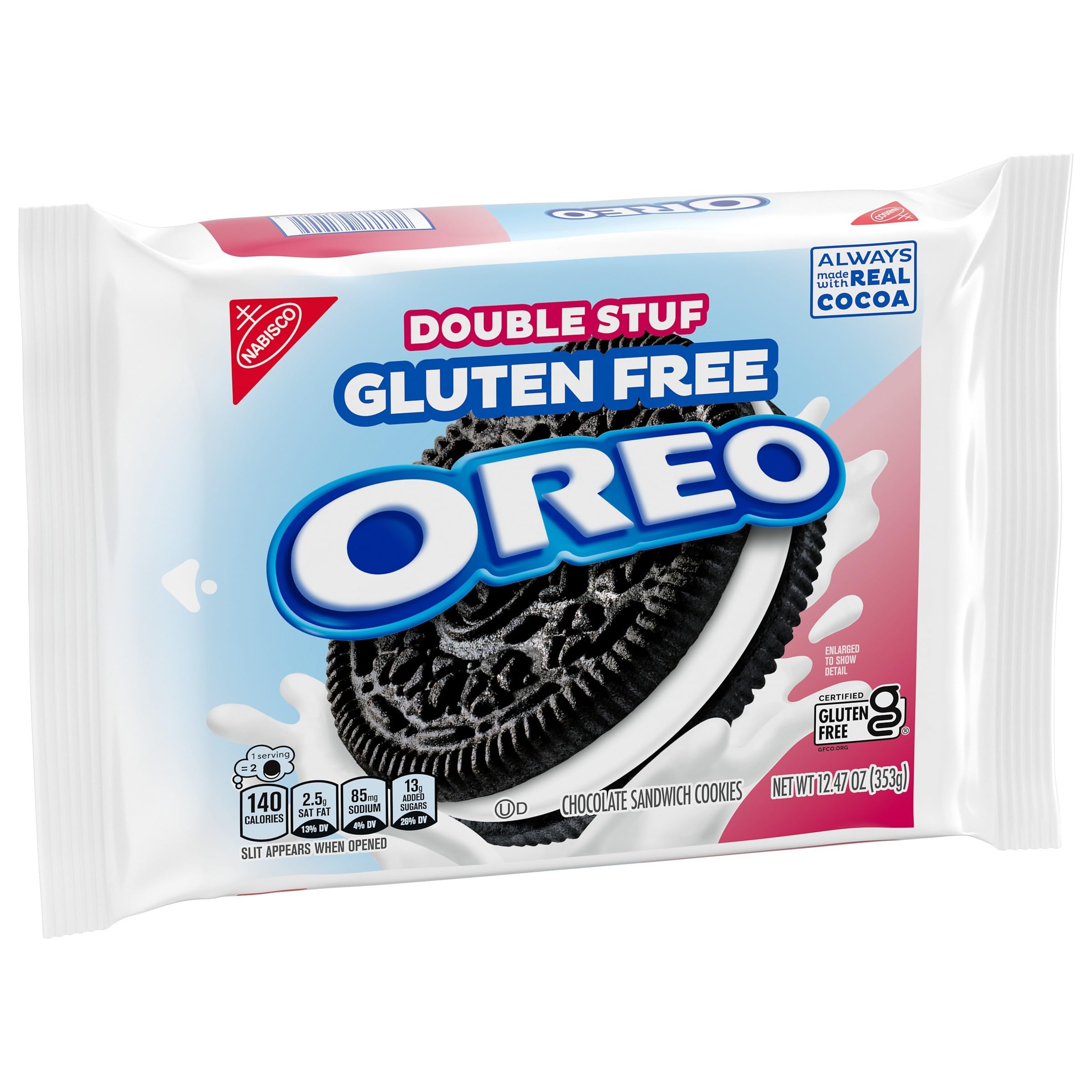 OREO Double Stuf Gluten Free Chocolate Sandwich Cookies - 12.47 oz Pack | Delicious Gluten Free Snacks for School Lunches, Parties & Desserts