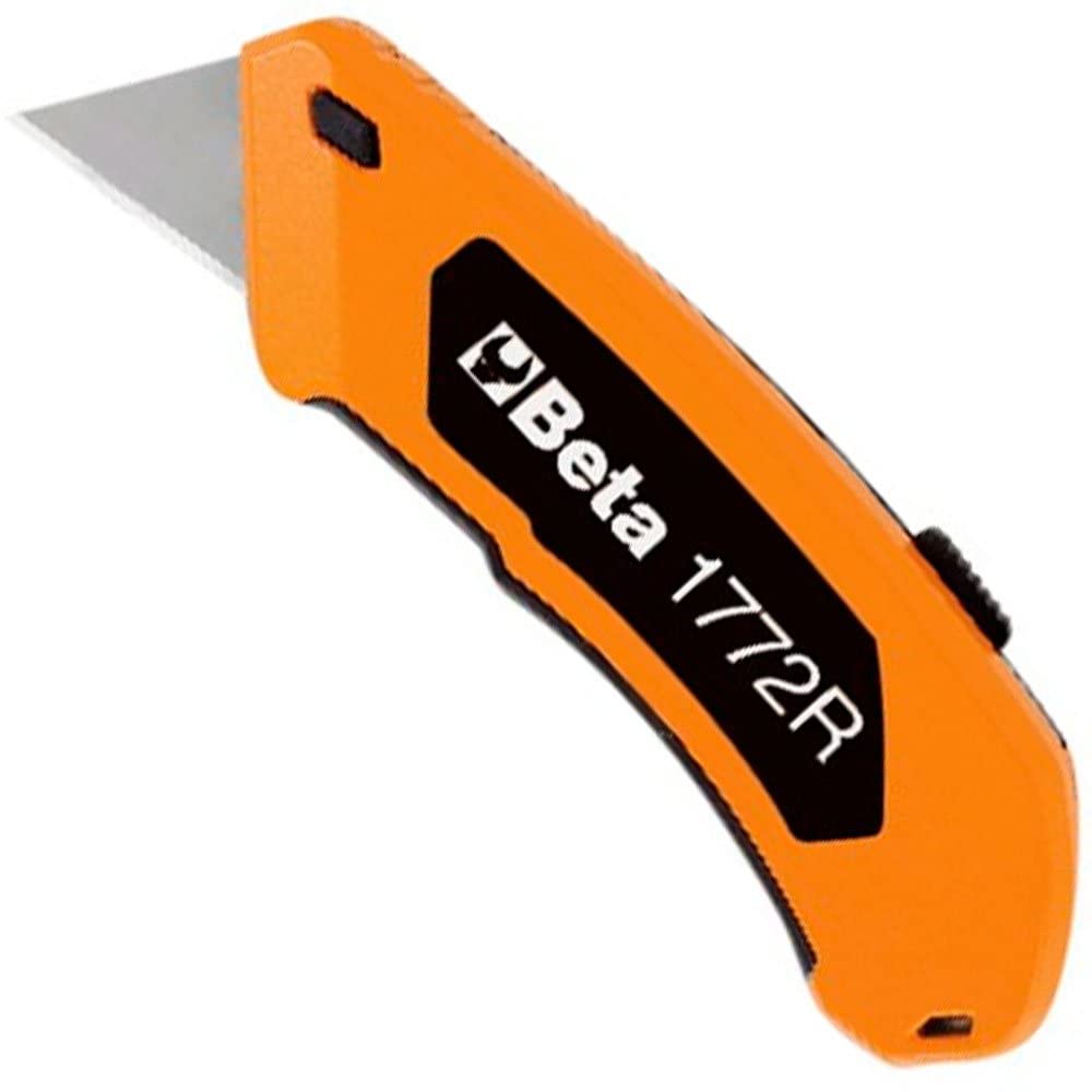 Beta 1772R Heavy Duty Utility Knife with Retractable Blade - 5 Replacement Blades Included - Perfect for Home Improvement, DIY Projects & Crafting