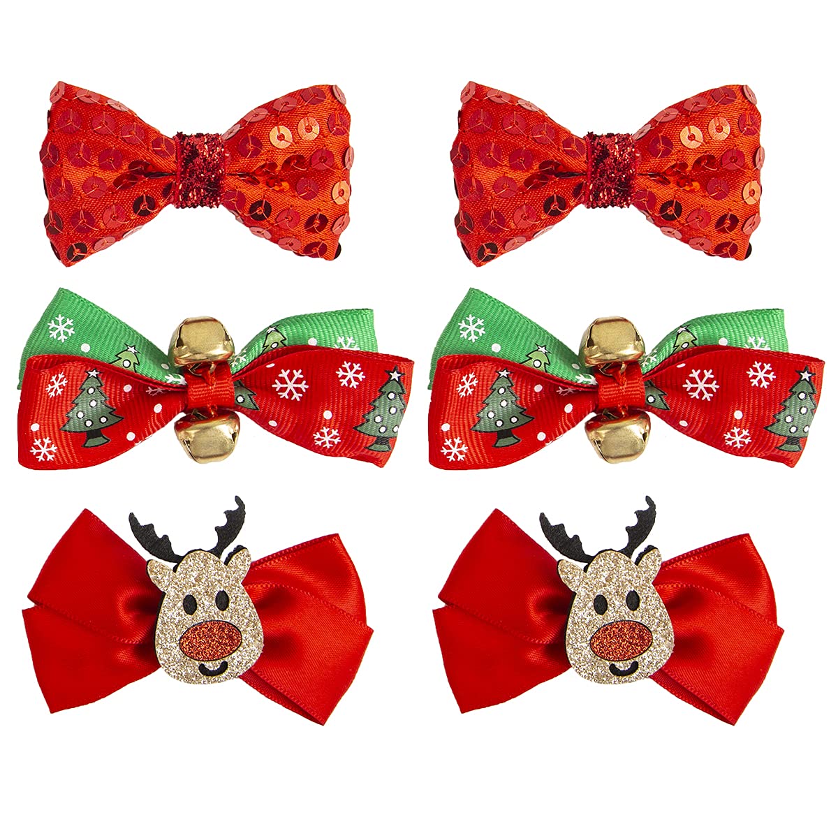 6Pcs Cute Alligator Hair Clips with Bows for Girls - Baby & Toddler Hair Barrettes Set, Perfect Hair Accessories Gift for Christmas & Holidays - Great for School, Parties & Daily Styling