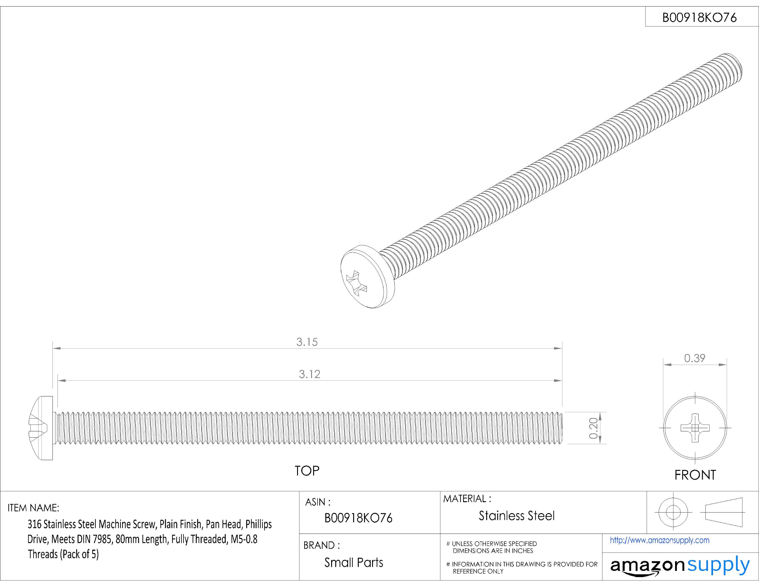 316 Stainless Steel M6-1 Machine Screws - DIN 7985 (Pack of 5) for Machinery & DIY