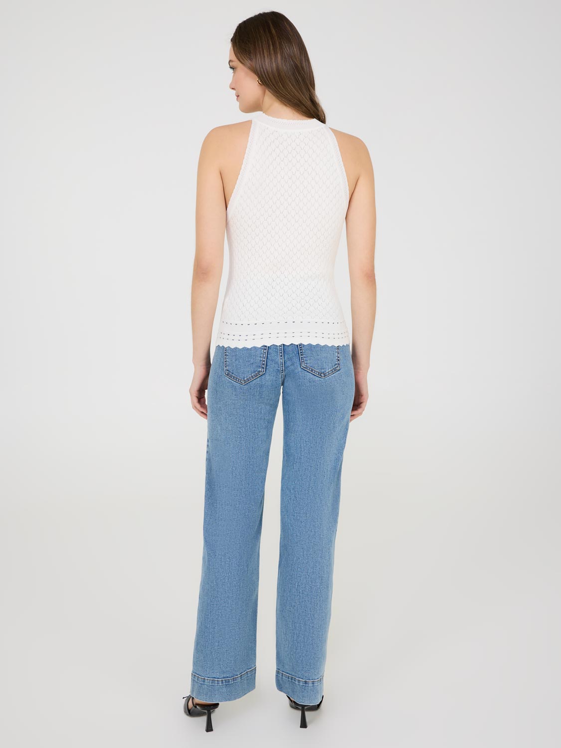 Women's Pointelle Knit Tank Top - Breathable Lace Knit Summer Camisole for Casual Wear & Layering