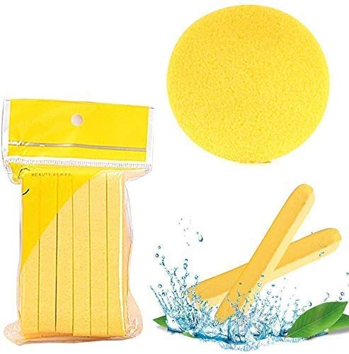 GOLD MAX 12-Piece Facial Cleansing Sponge Set - Soft Exfoliating Wash Puff for Deep Cleaning (Yellow, Medium Size) | Perfect for Daily Skincare Routine & Makeup Removal