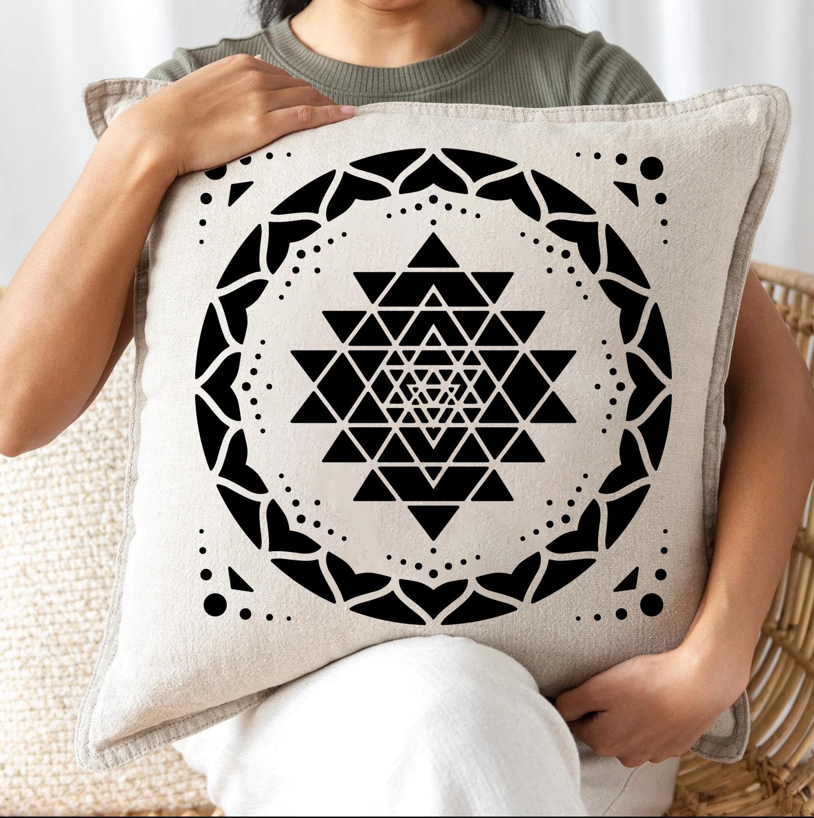 Sacred Geometry Stencil Set - 8x8 Inch Reusable Hexagon Mandala Stencils with Metatron's Cube & Flower of Life Templates for Wall Art, Canvas Painting, DIY Paper Crafts and Spiritual Decorations