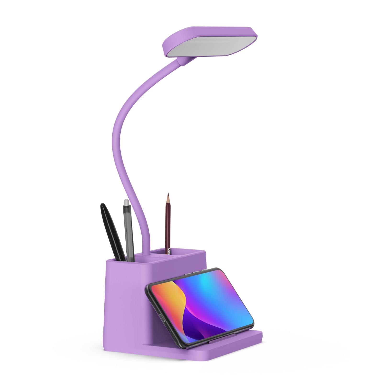 Rechargeable Purple LED Desk Lamp - Flexible Gooseneck Study Light for Home Office, College Dorm & Kids Room | Cordless Battery Operated Mini Table Lamp for Teens Girls | Perfect for Reading, Studying & Nightstand Use