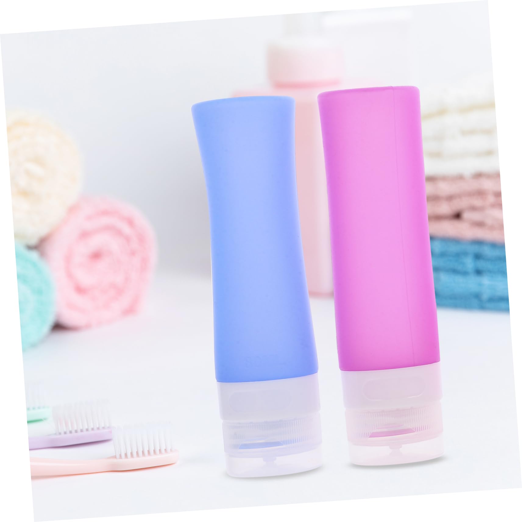 DOITOOL 4-Pack 80ml Mini Squeezy Travel Bottles - Leak-Proof Silicone Containers for Shampoo, Lotion & Toiletries | Perfect for Air Travel, Gym & Vacation Essentials