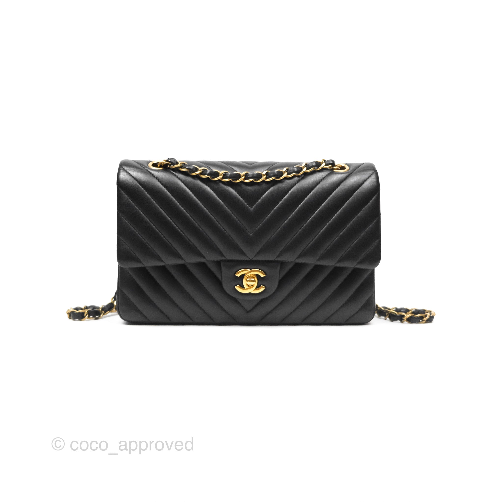 Chanel Classic M/L Medium Flap Chevron Black Lambskin Gold Hardware Bag - Luxury Designer Handbag for Women, Perfect for Evening Events & Special Occasions