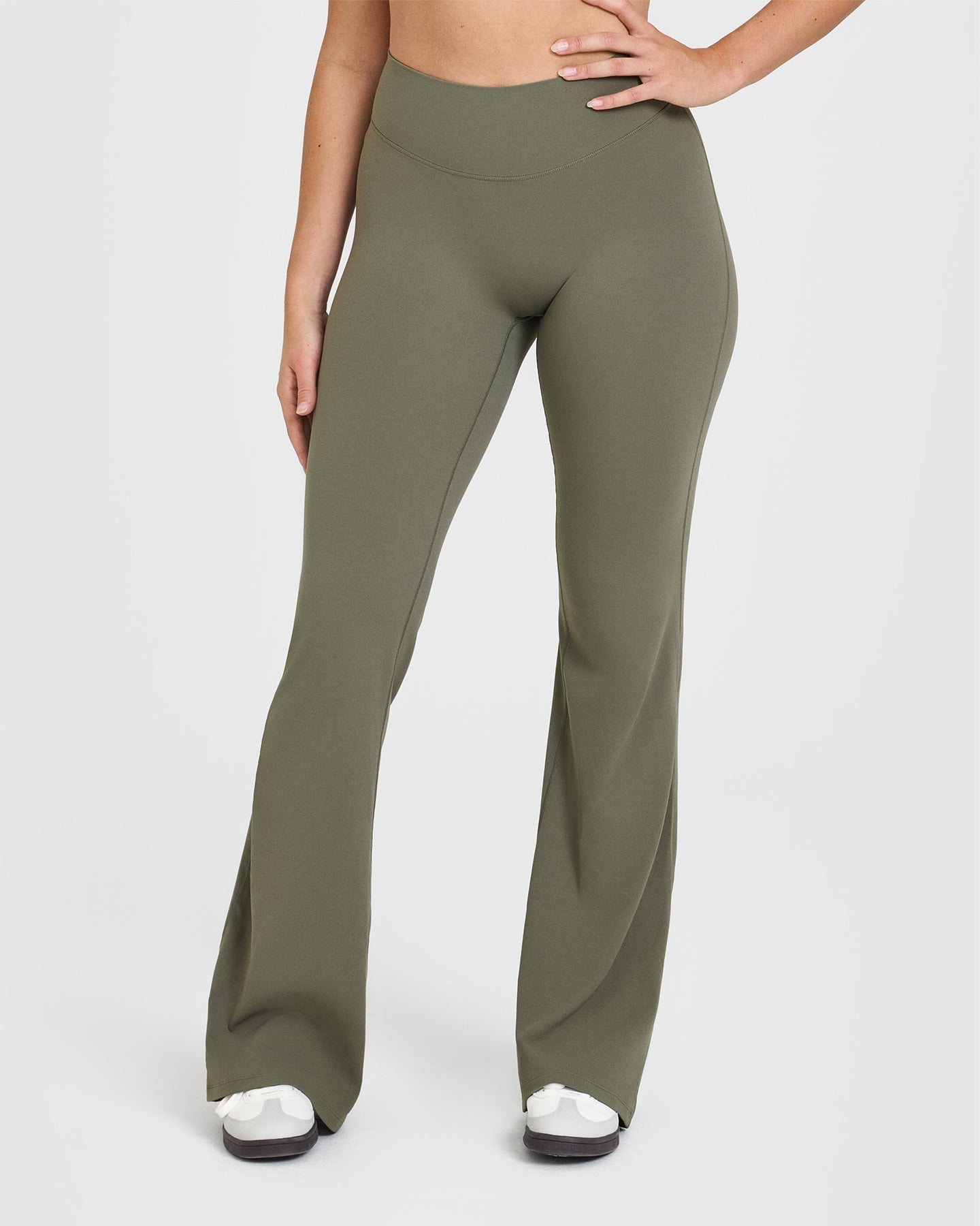 SoftMotion™ Flared Yoga Pants for Women - Stretchy High-Waisted Leggings in Alpine Green | Perfect for Yoga, Pilates & Lounge Wear