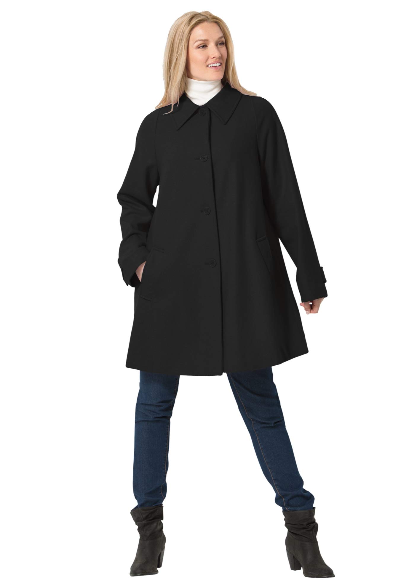 Woman Within Women's Plus Size Wool-Blend Classic A-Line Coat for Winter - Warm & Stylish Outerwear for Cold Weather, Office & Casual Wear