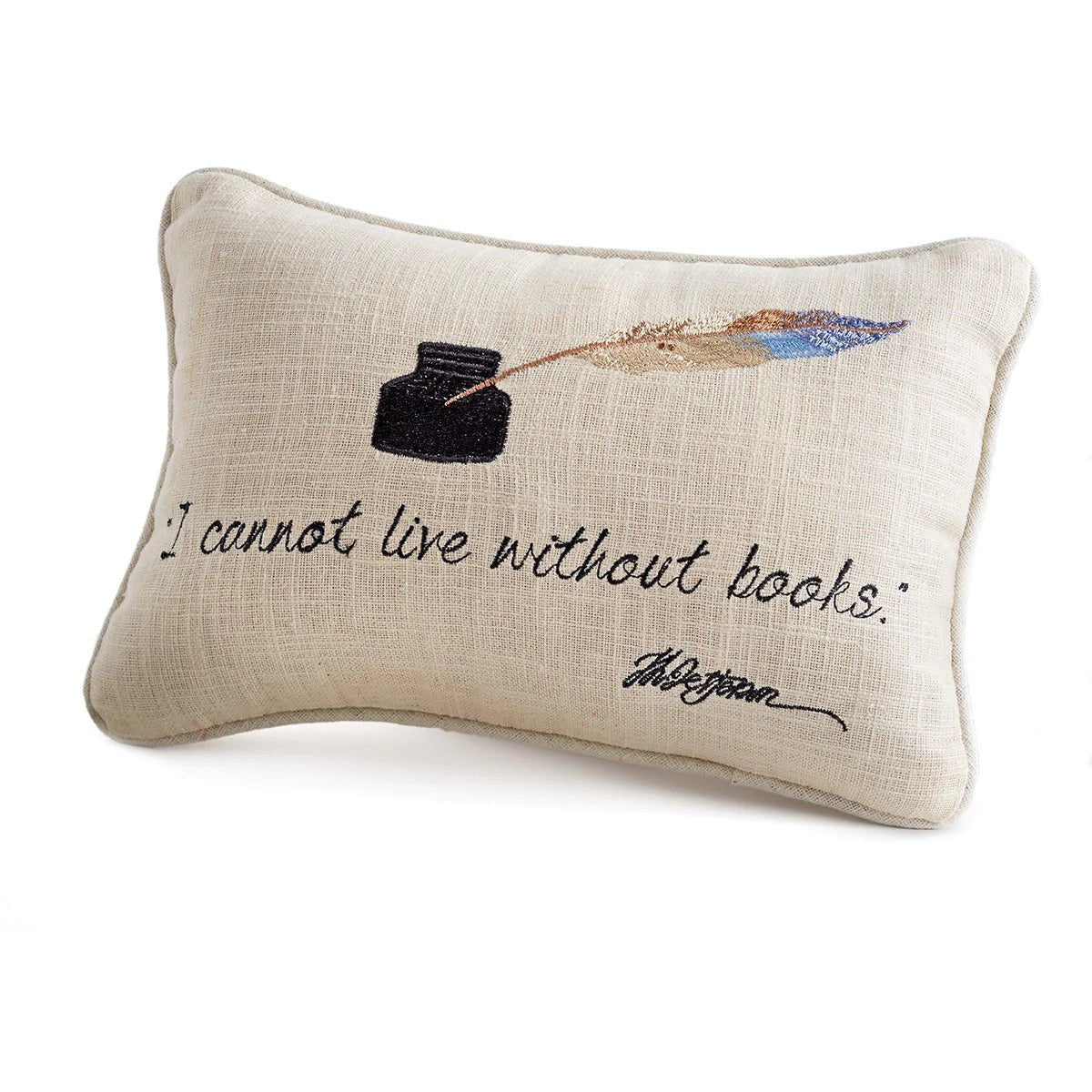 Monticello Book Quote Pillow - Inspirational Literary Decor for Home, Office & Reading Nook - Perfect Gift for Book Lovers & Bibliophiles