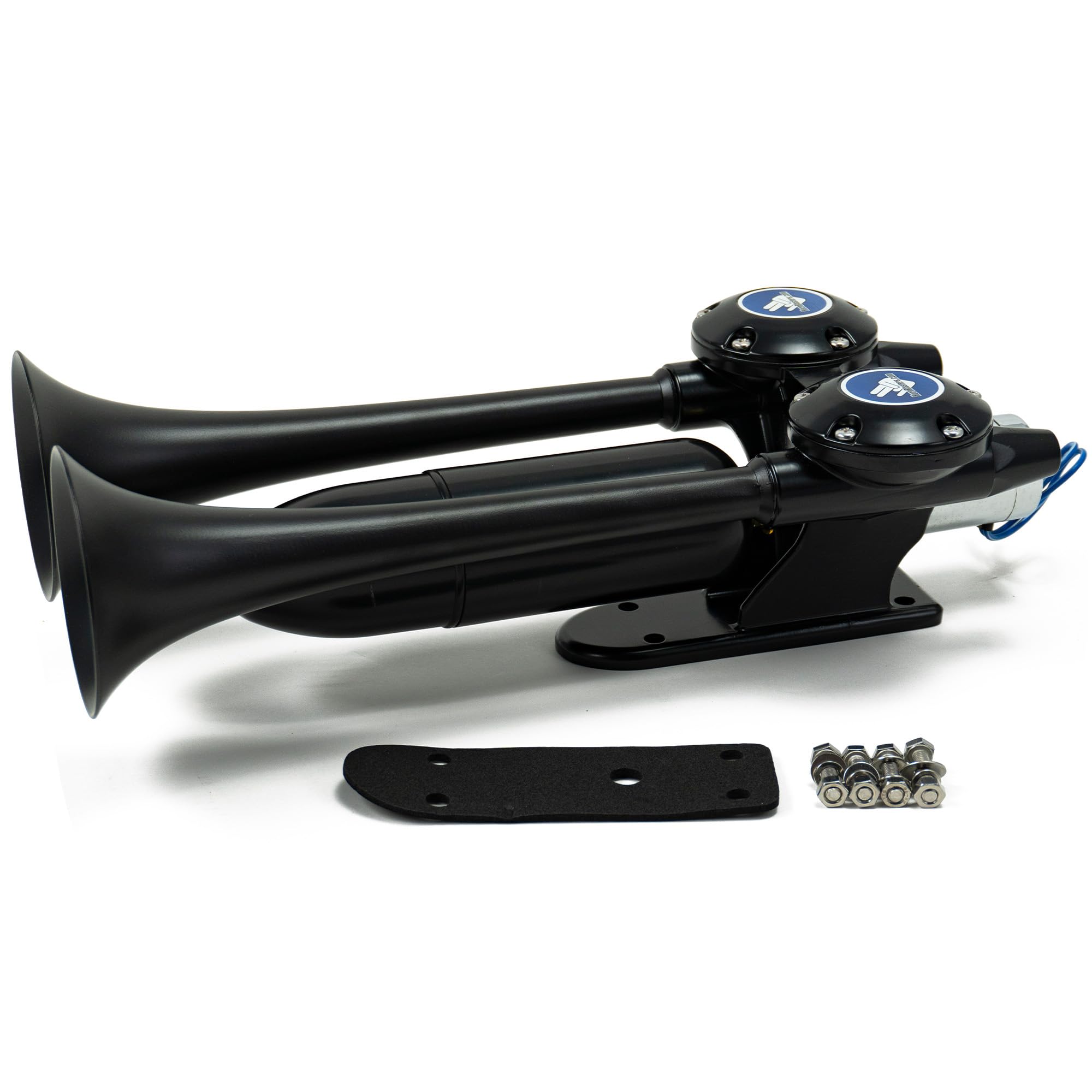 HornBlasters Super Echo 12/24 Volt Air Horn Kit - 2 Trumpets with Unique Loud Sound for Trucks, Boats & Emergency Vehicles - Perfect for Safety Alerts & Off-Road Adventures