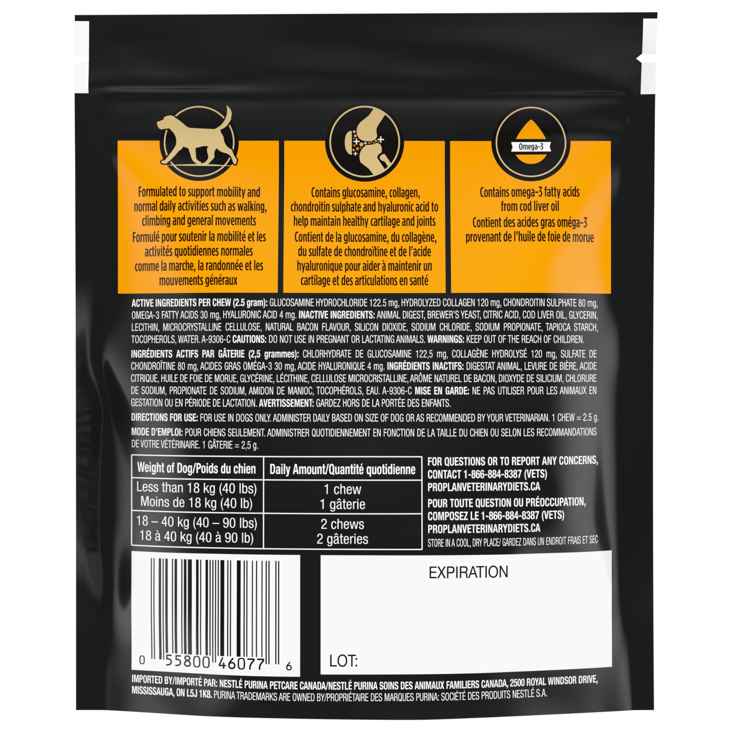 Purina Pro Plan Veterinary Supplements Joint Care Dog Chews with Glucosamine & Collagen for Small/Medium Breeds - 75g Bag (30 Count) | Supports Hip & Joint Health for Active Dogs, Senior Pets & Post-Surgery Recovery