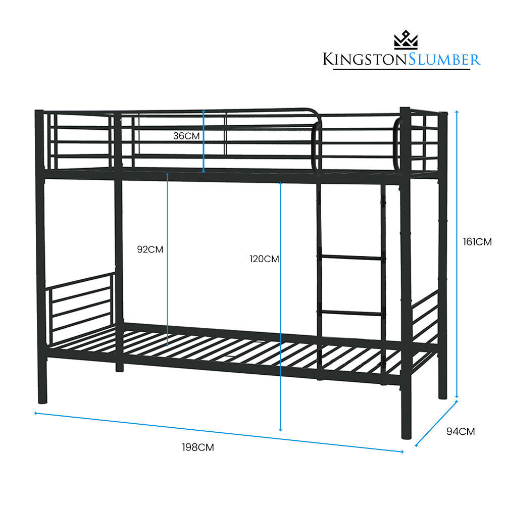 2 in 1 Single Metal Bunk Bed Frame - Dark Matte Grey | Sturdy & Space-Saving | Perfect for Kids' Rooms, Dorms & Small Spaces