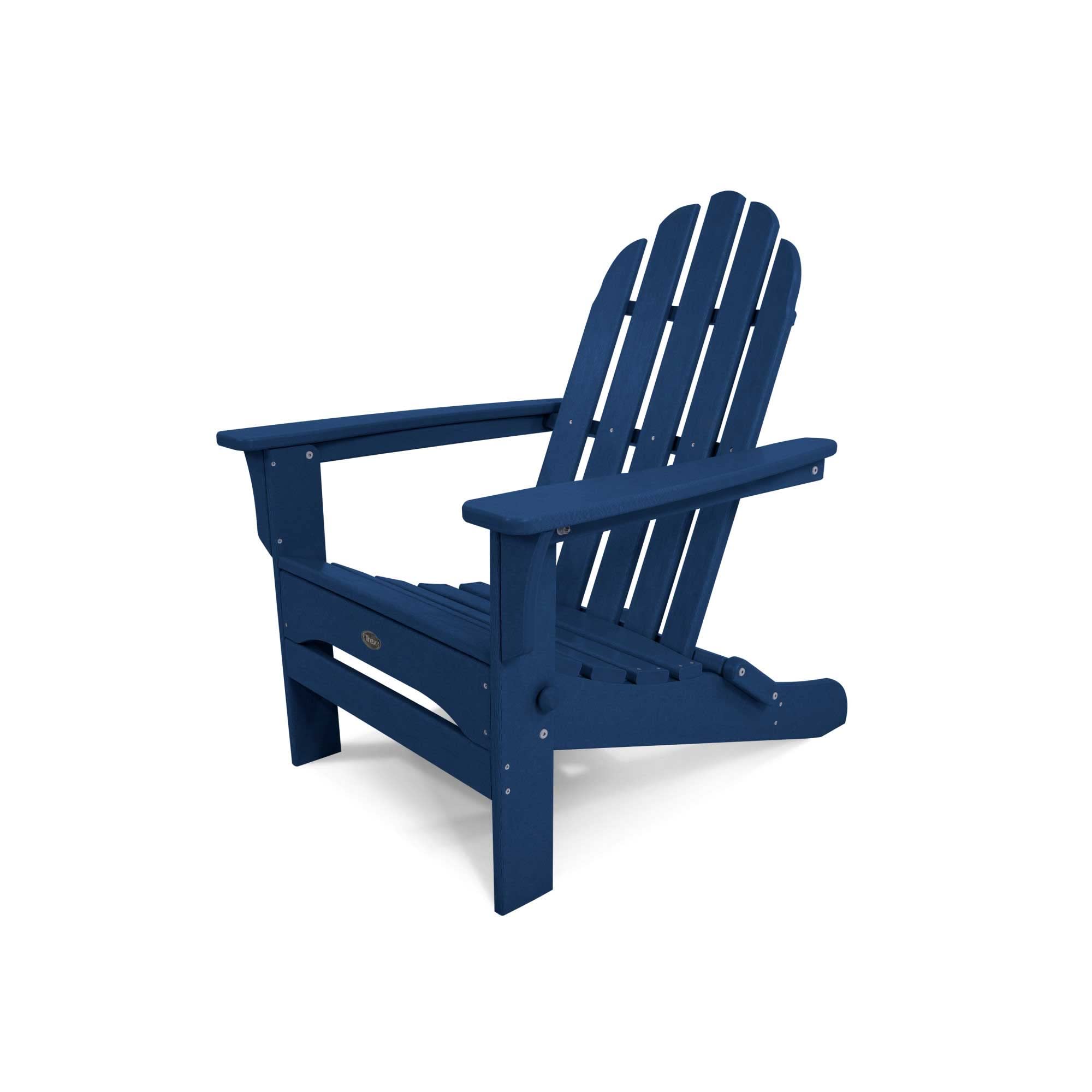 Trex Outdoor Furniture Cape Cod Folding Adirondack Chair in Navy – Durable Patio Seating for Backyard, Poolside & Beach Relaxation