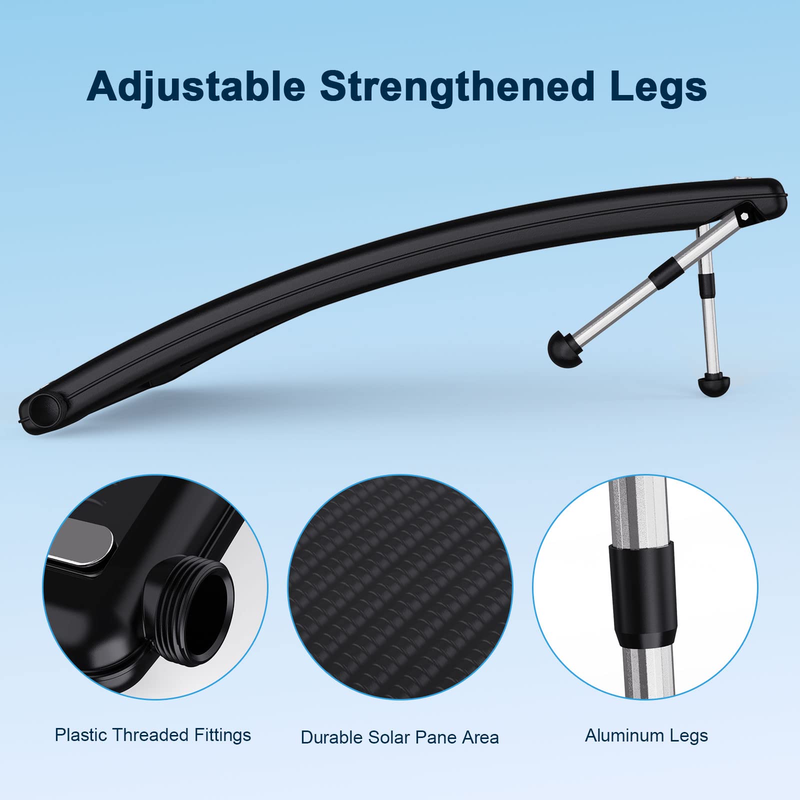 Efficient Curve Solar Pool Heater for Above-Ground & Inground Pools - Includes 2 Hoses, Clamps & Adapters | Extend Swimming Season & Save Energy