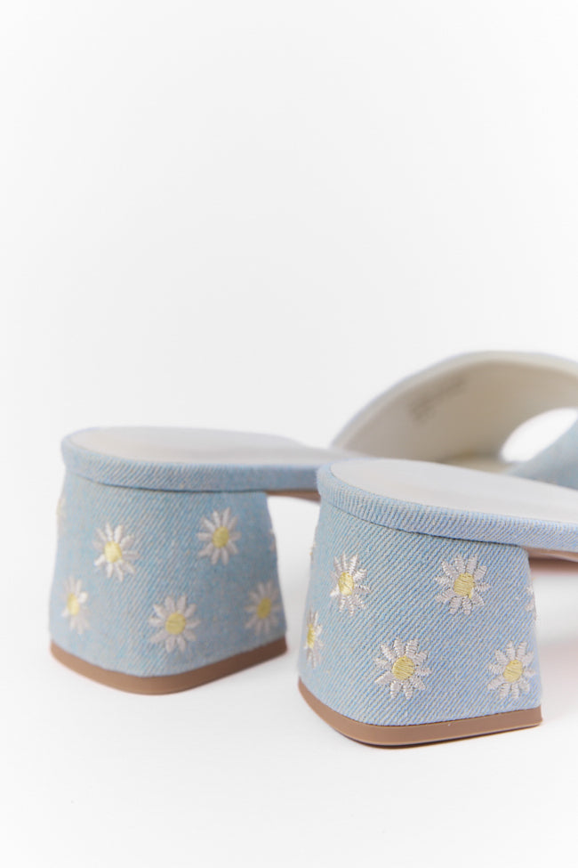 Lulu Denim Daisy Heels - Women's Fashion High Heels for Party & Evening Wear - Final Sale