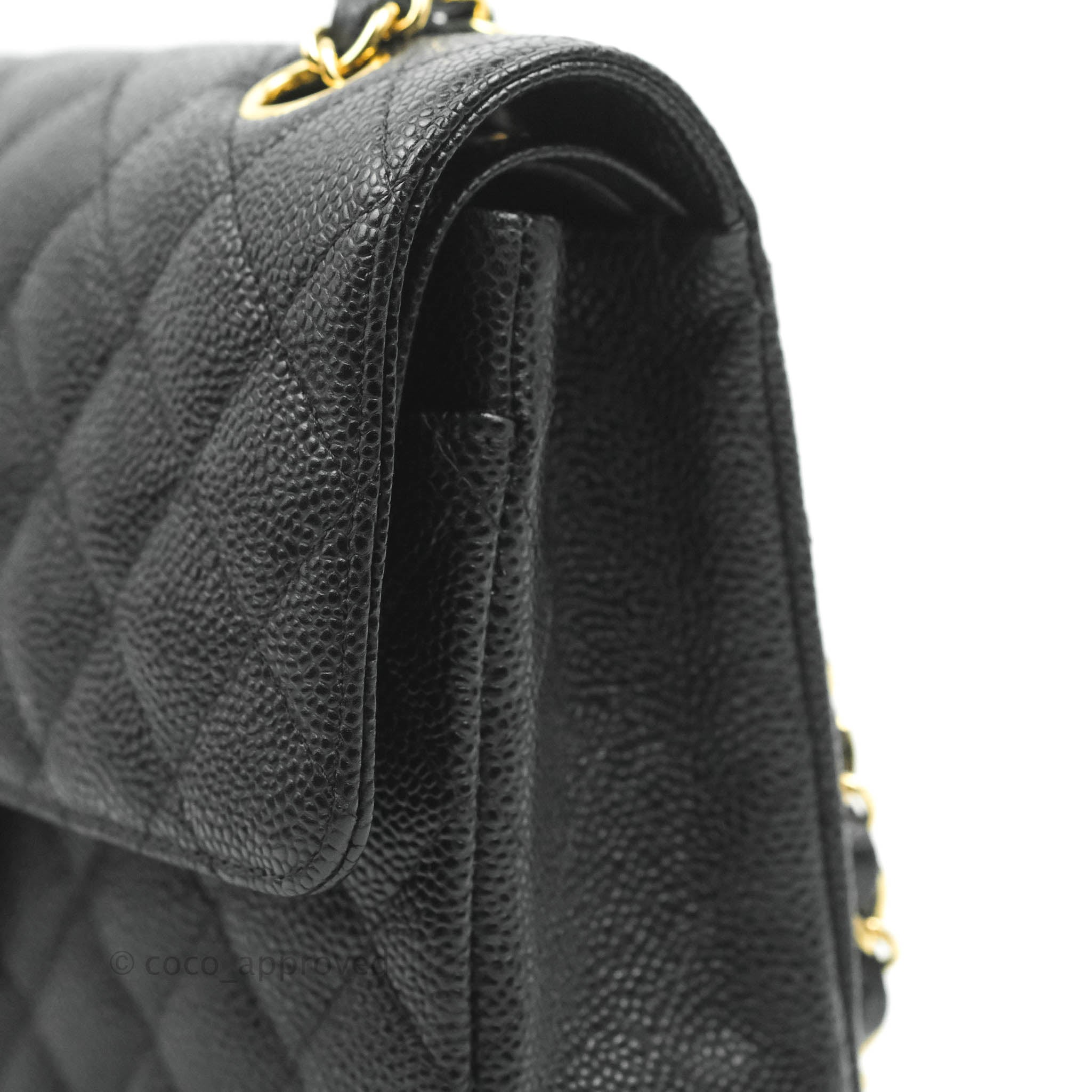 Chanel Classic M/L Medium Double Flap Bag in Black Caviar Leather with 24K Gold Hardware - Luxury Handbag for Women, Perfect for Evening Events & Special Occasions
