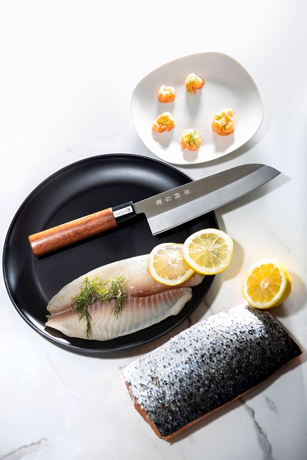 Premium Japanese Chef Knife Set - Gyuto, Santoku, Nakiri & Petty Knives with Full Tang & High Corrosion Resistance - Perfect for Sushi, Meat Cutting & Vegetable Prep in Professional & Home Kitchens