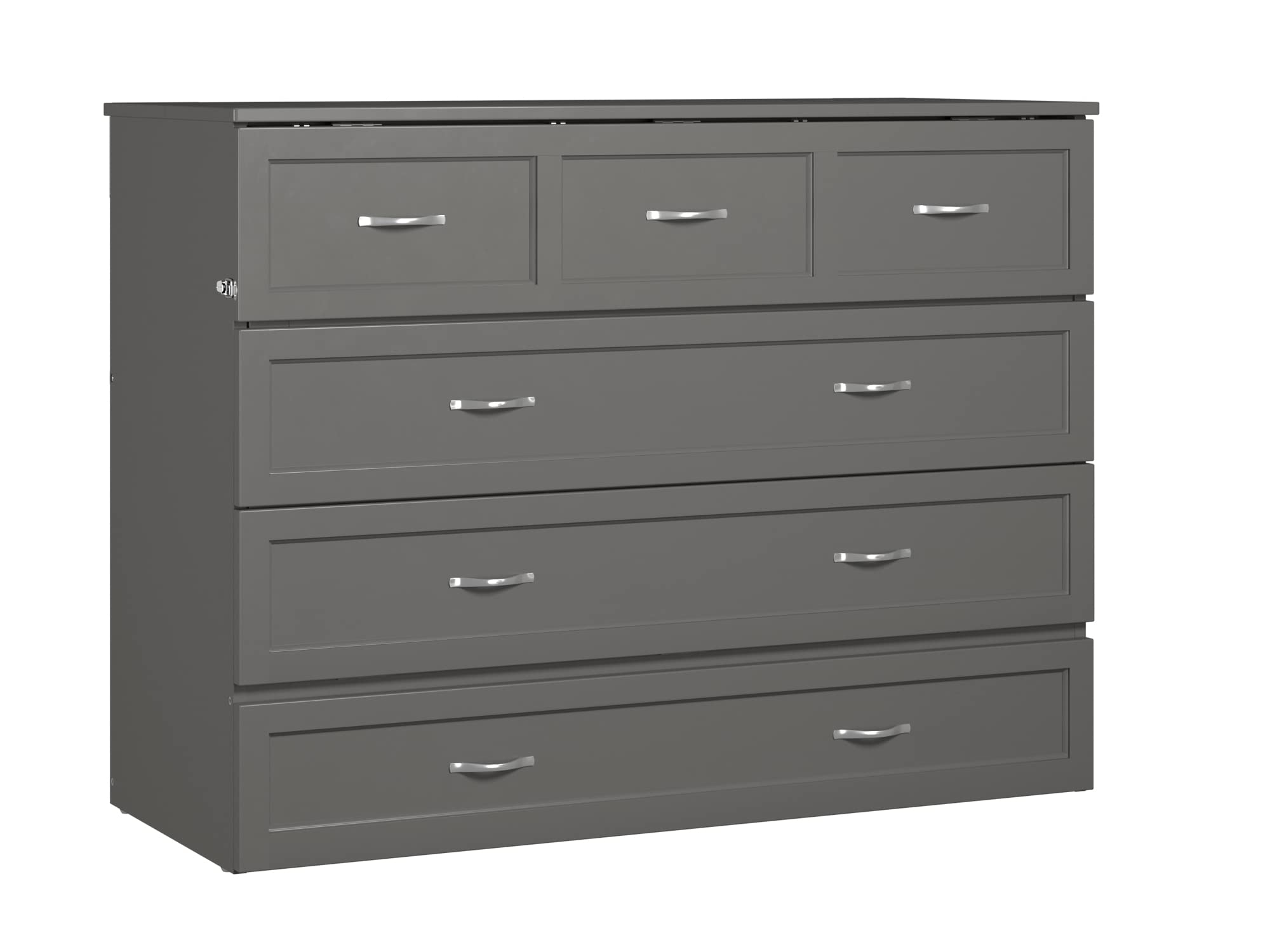 AFI Deerfield Full Size Murphy Bed with Built-in USB Charger, Grey - Space Saving Wall Bed for Small Apartments, Guest Rooms & Home Offices