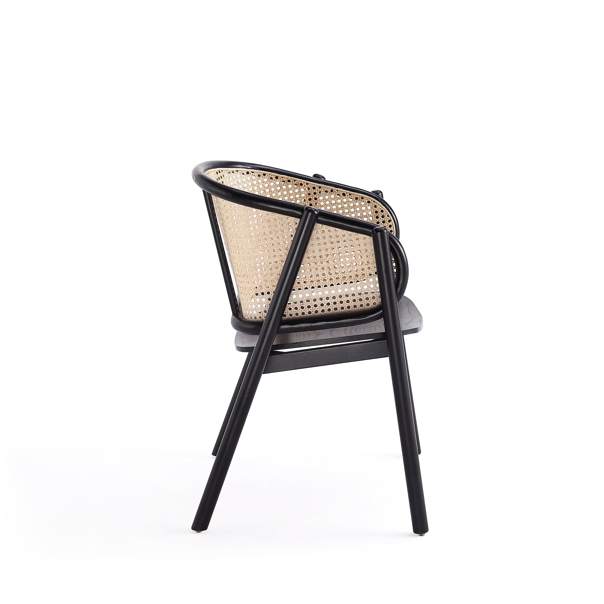 Versailles Rattan Cane Accent Chair - Solid Ash Wood Frame, Ergonomic Curved Seat, Fully Assembled Armchair for Living Room, Bedroom or Patio - Black/Natural - Stylish Home Decor & Comfortable Seating Solution