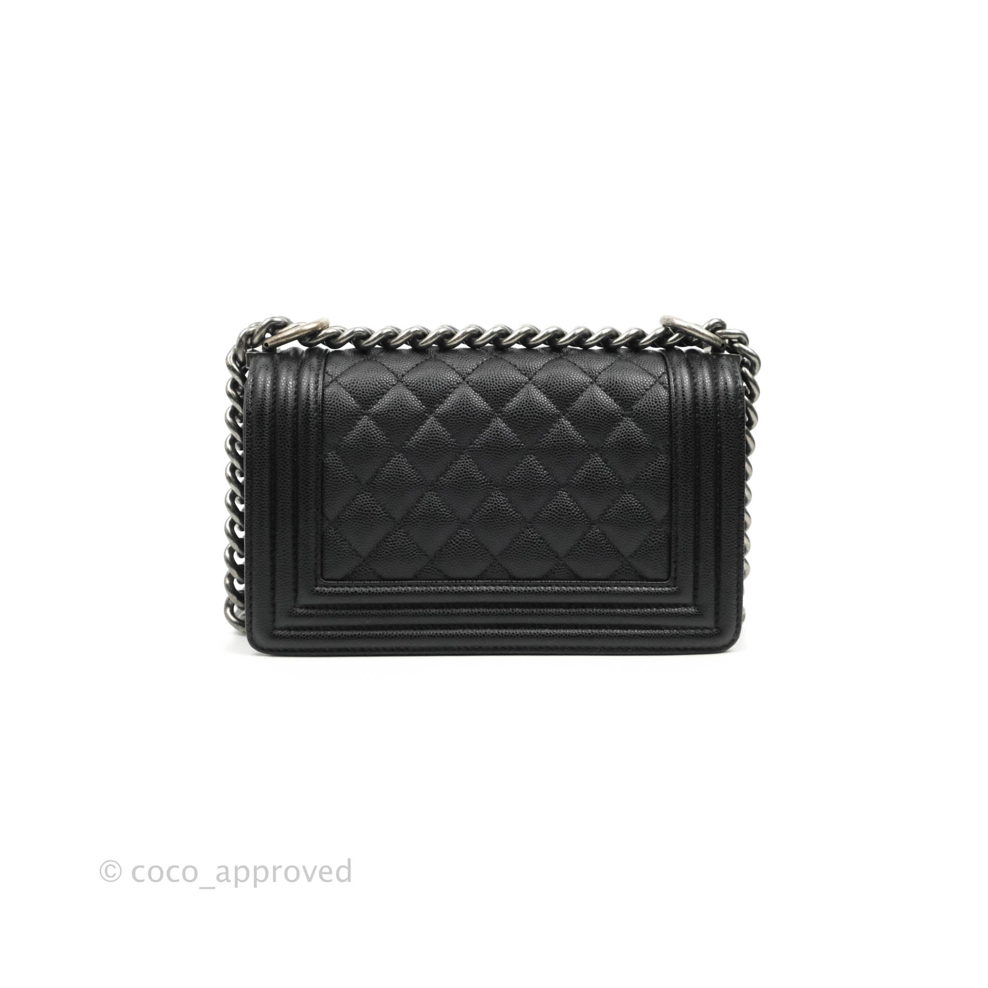 Chanel Boy Quilted Small Handbag Black Caviar Leather with Ruthenium Hardware - Perfect for Evening Events, Parties & Luxury Fashion Accessories