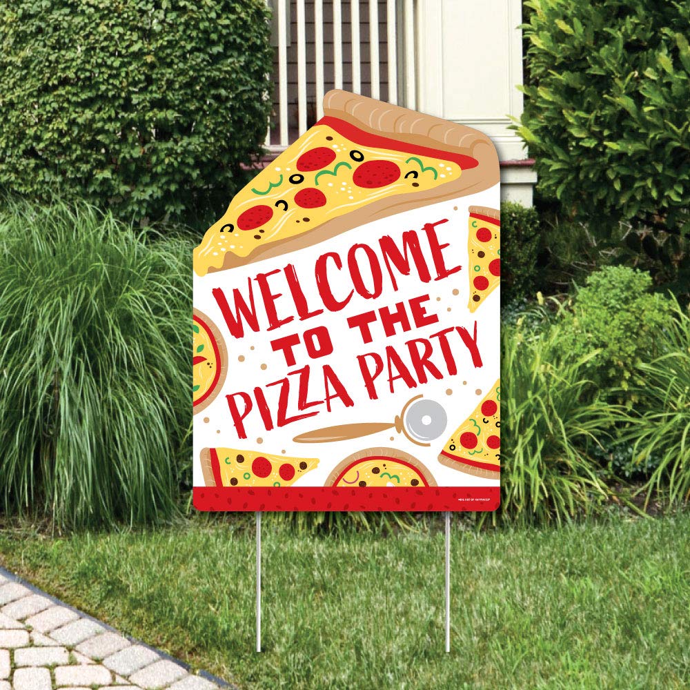 Big Dot of Happiness Pizza Party Time - Fun & Colorful Party Decorations for Baby Showers, Birthdays & Celebrations - Welcome Yard Sign for Outdoor & Indoor Events