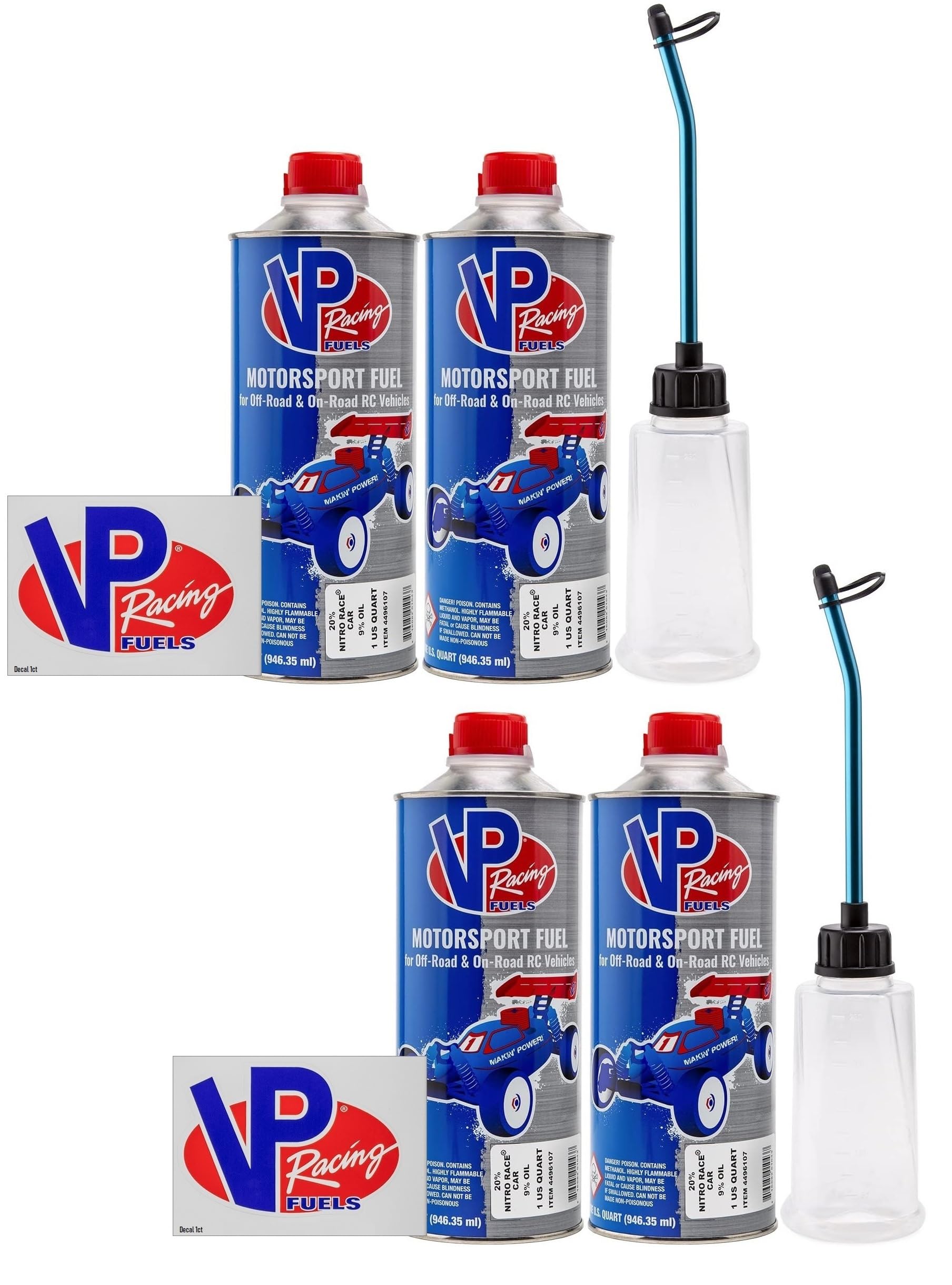 VP Racing Hobby Nitro Filler Kit Decals (2X Kit) - 250ML RC Fuel Tank Oil Bottle with Aluminum Alloy Straw for HSP HPI Nitro RC Car Truck Buggy Models - Perfect for RC Engine Fuel Refill & Off-Road Racing Accessories