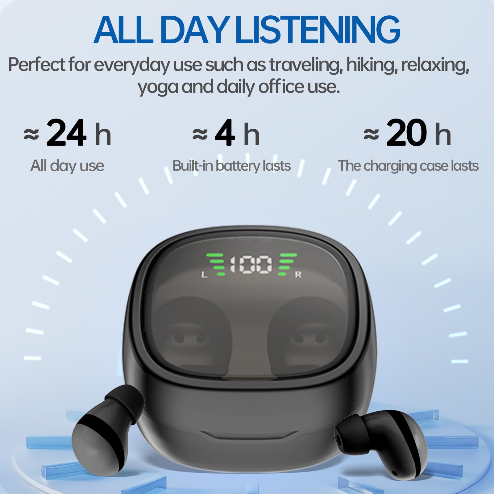 Mini Invisible Wireless Bluetooth 5.3 Earbuds for Side Sleepers - Ultra Comfortable Hidden Earbuds for Small Ears | Perfect for Sleeping, Working, Hiking & Travel | Skin-Friendly Design for All-Day Wear