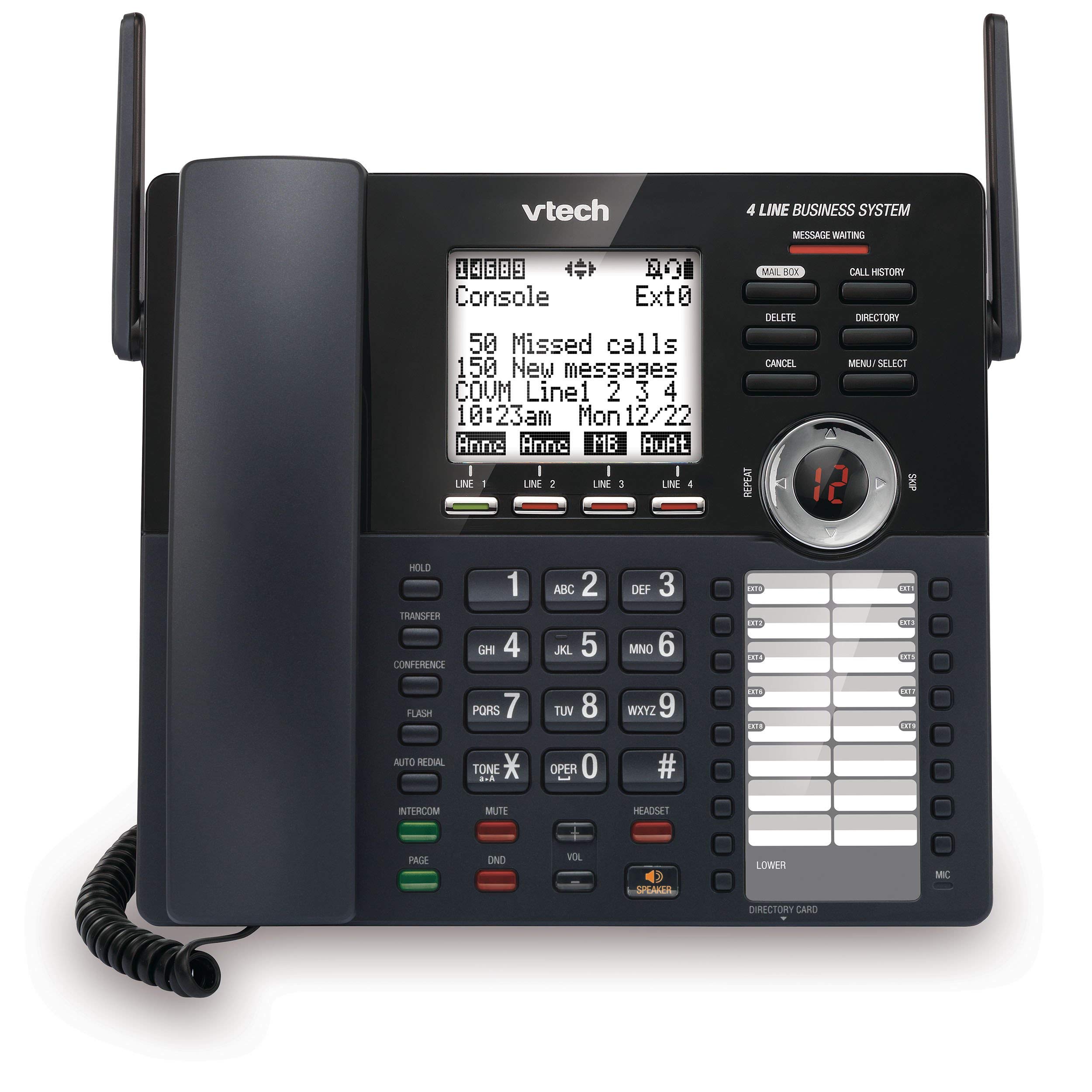 VTech AM18447 4-Line Expandable Business Phone System with Answering Machine, Intercom, Auto Attendant & Music on Hold - Refurbished | Perfect for Small Offices, Call Centers & Home Businesses