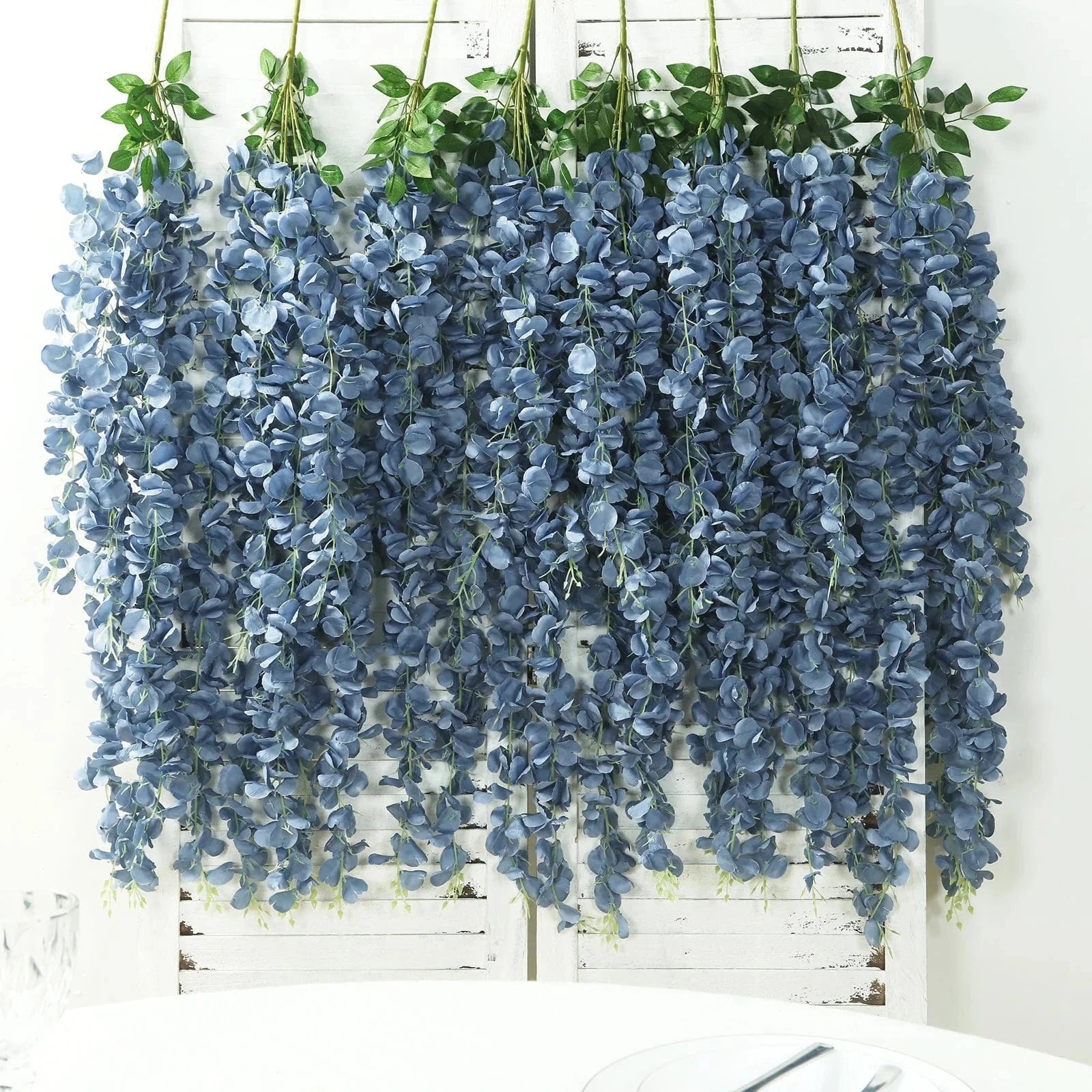 42 Inch Tall Artificial Silk Wisteria Hanging Vine Bush - Purple Faux Flowers for Home Decor, Wedding Centerpieces, Garden & Outdoor Party Decorations