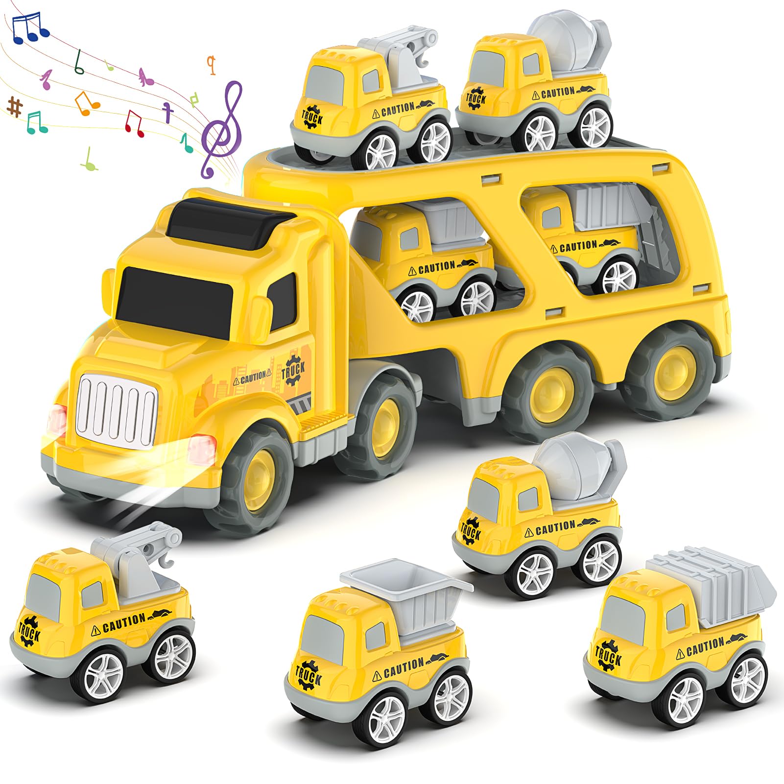 Best Pull Back Construction Vehicles for Toddlers - 4 Pack Friction Powered Toy Trucks for Kids Ages 3-5 | Fun Educational Gift for Boys & Girls | Perfect for Birthday, Christmas & Pretend Play Scenes