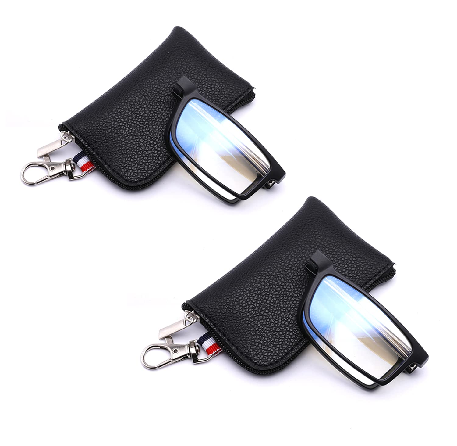 Reading Glasses for Women & Men - Compact Folding Keychain Readers with Clear Lens & Blue Light Filter - Spring Hinge Design - Perfect for Reading, Computer Use, and On-the-Go Eye Protection
