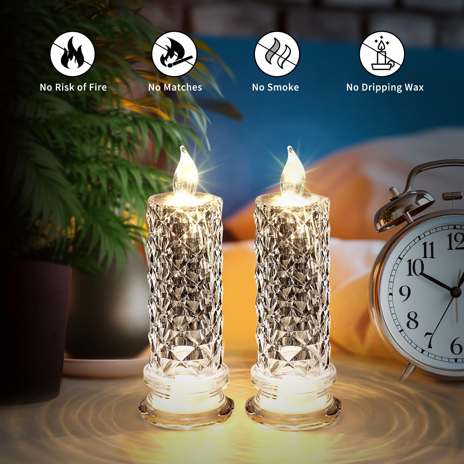 Haotao LED Candles [2 Pack] - Flameless Battery Operated Decorative Candles with Timer - Perfect for Home Decor, Weddings, Anniversaries, Romantic Dinners & Valentine's Day Gifts | Creates Cozy Ambiance for Parties, Proposals & Holiday Decorations