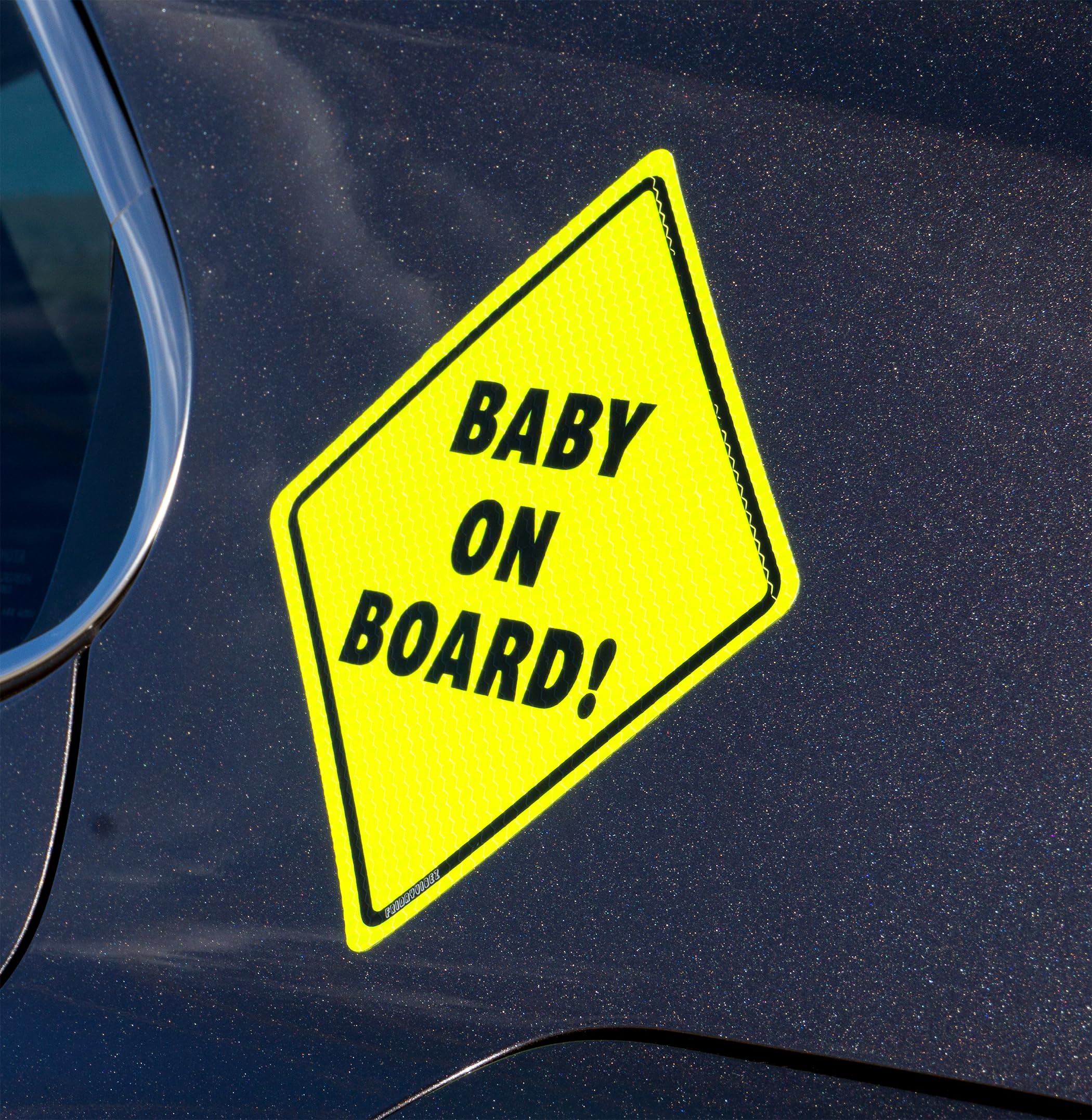 Baby On Board Car Sign - 2 Pack Reflective Magnetic Bumper Sticker (5.5