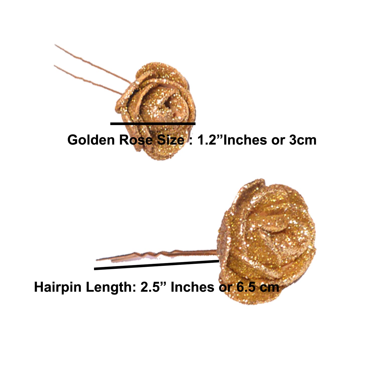 Kidzoo GOLDEN ROSE BRIDAL HAIR PINS - 4pc Glittering Hair Clips for Wedding, Bridesmaid & Special Occasions - Elegant Hair Accessories for Women & Girls - Perfect for Bridal, Prom and Formal Events