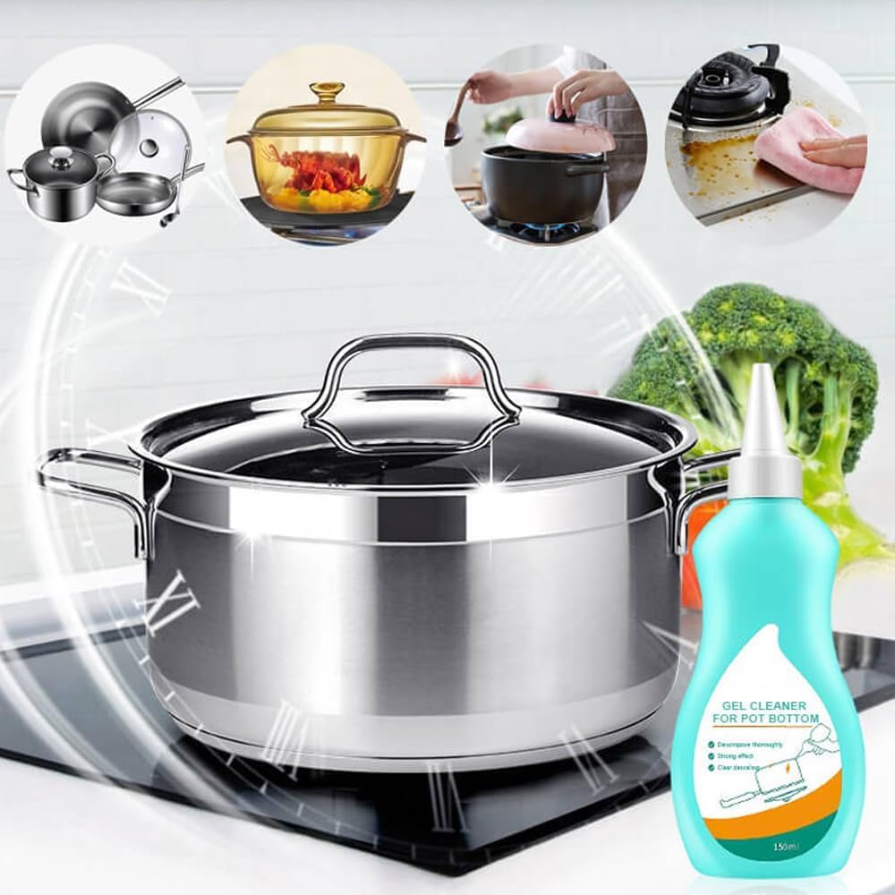 2-Pack Magic Gel Cleaner for Pots and Pans - Heavy Duty Stainless Steel Cookware Bottom Cleaner (150g) - Removes Burnt Food & Stubborn Stains - Perfect for Kitchen, Camping & Outdoor Cooking