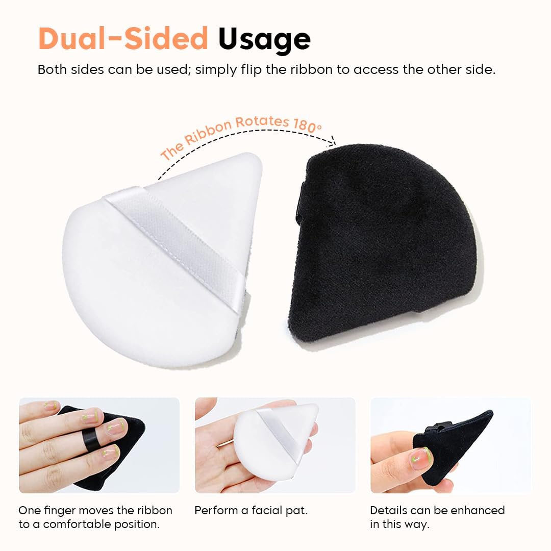 SNNP 2-Pack Triangle Makeup Sponge Puffs for Women - Soft Cotton Foundation Sponge for Loose & Body Powder, Wet/Dry Use - Perfect for Contouring, Under Eyes & Face Corners - Ideal for Professional Makeup & Everyday Beauty Routine