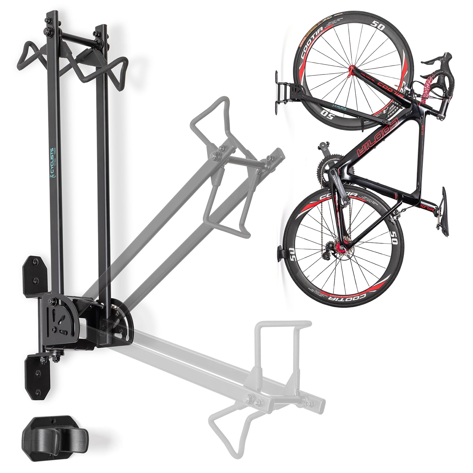 Wall Mount Bike Rack for Garage - Heavy Duty Vertical Bike Hanger Storage for Road, Hybrid, MTB & BMX Bikes - Space Saving Solution for Home, Apartment & Cycling Enthusiasts