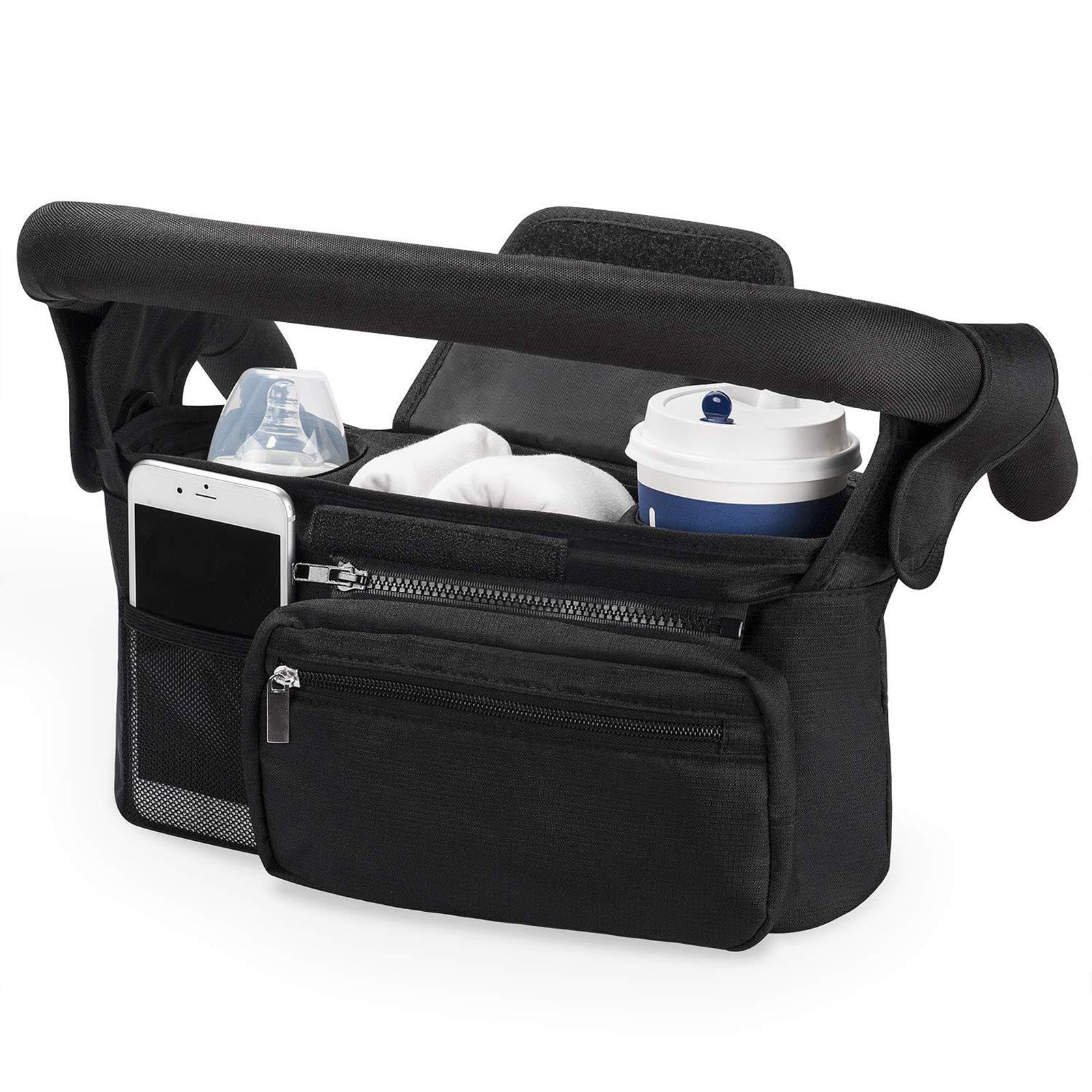 Almencla Universal Baby Stroller Organizer - Large Capacity Diaper Bag for Pushchairs, Prams & Strollers - Sturdy Storage for Snacks, Wipes & Baby Essentials - Perfect for Shopping, Travel & Daily Walks