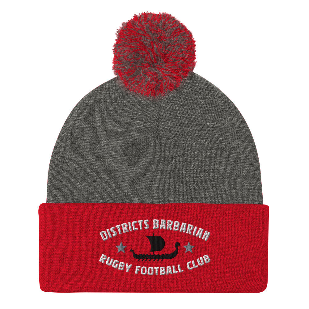 Districts Barbarian RFC Pom Pom Beanie - Warm Winter Knit Hat for Men & Women - Perfect for Football Games, Skiing, and Outdoor Activities