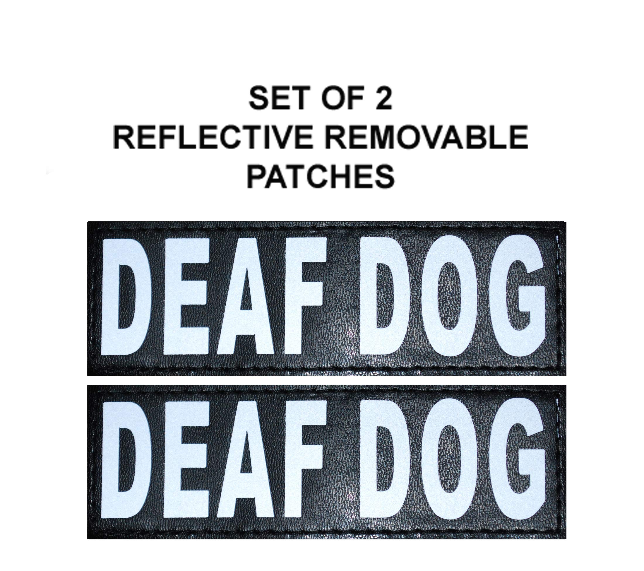 Doggie Stylz Adjustable Dog Harness with Removable Patches & Reflective Trim - 2 Deaf Dog Reflective Hook & Loop Patches Included (12