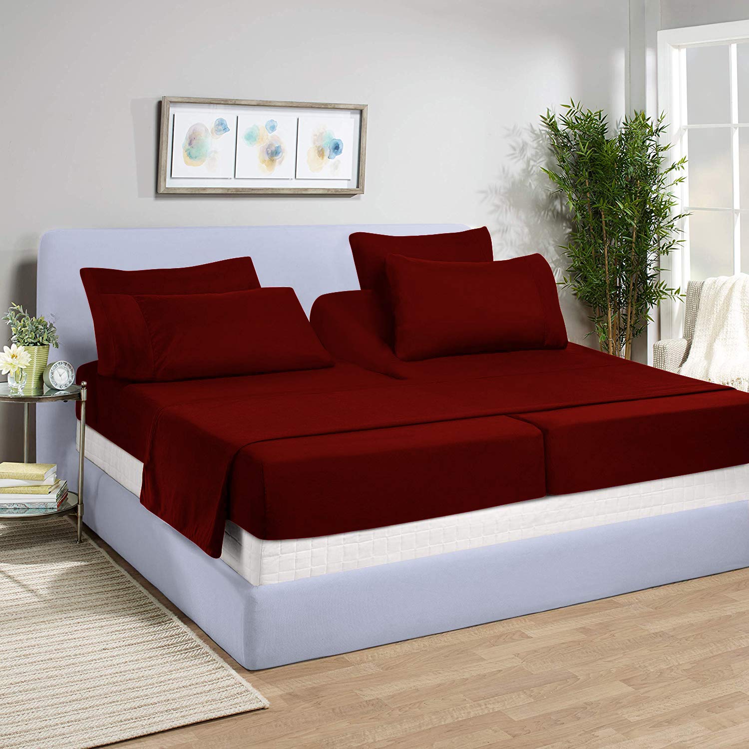 Premium 100% Egyptian Cotton Split King Sheet Set - 600 Thread Count, 18