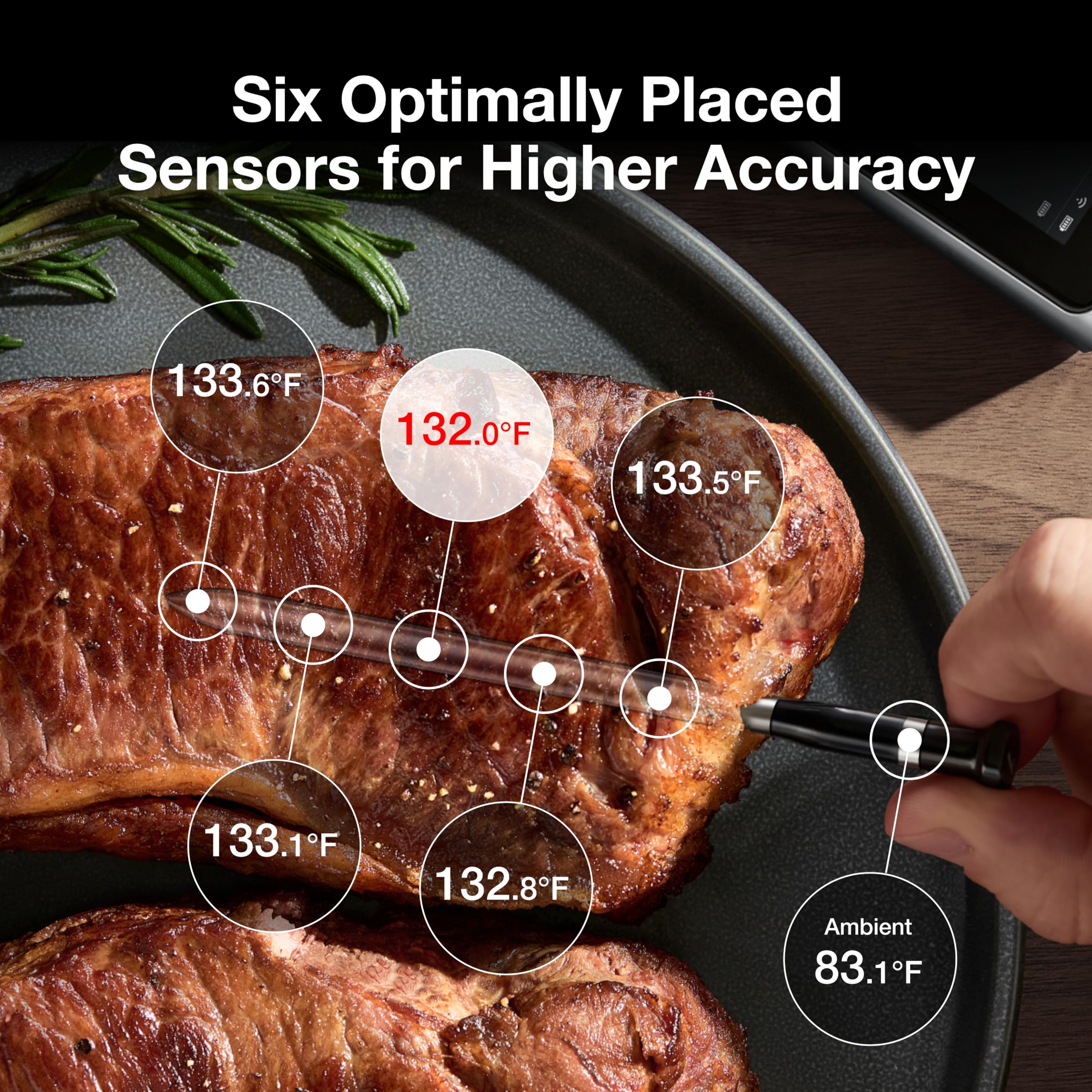 Typhur Sync Smart Wireless Meat Thermometer with 2 Probes & 6 Sensors - Bluetooth 5.4 & WiFi Monitoring | Waterproof Cooking Thermometer for BBQ, Grilling, Smoking, Baking | Perfect for Outdoor Cooking & Kitchen Use (Silver Gray)