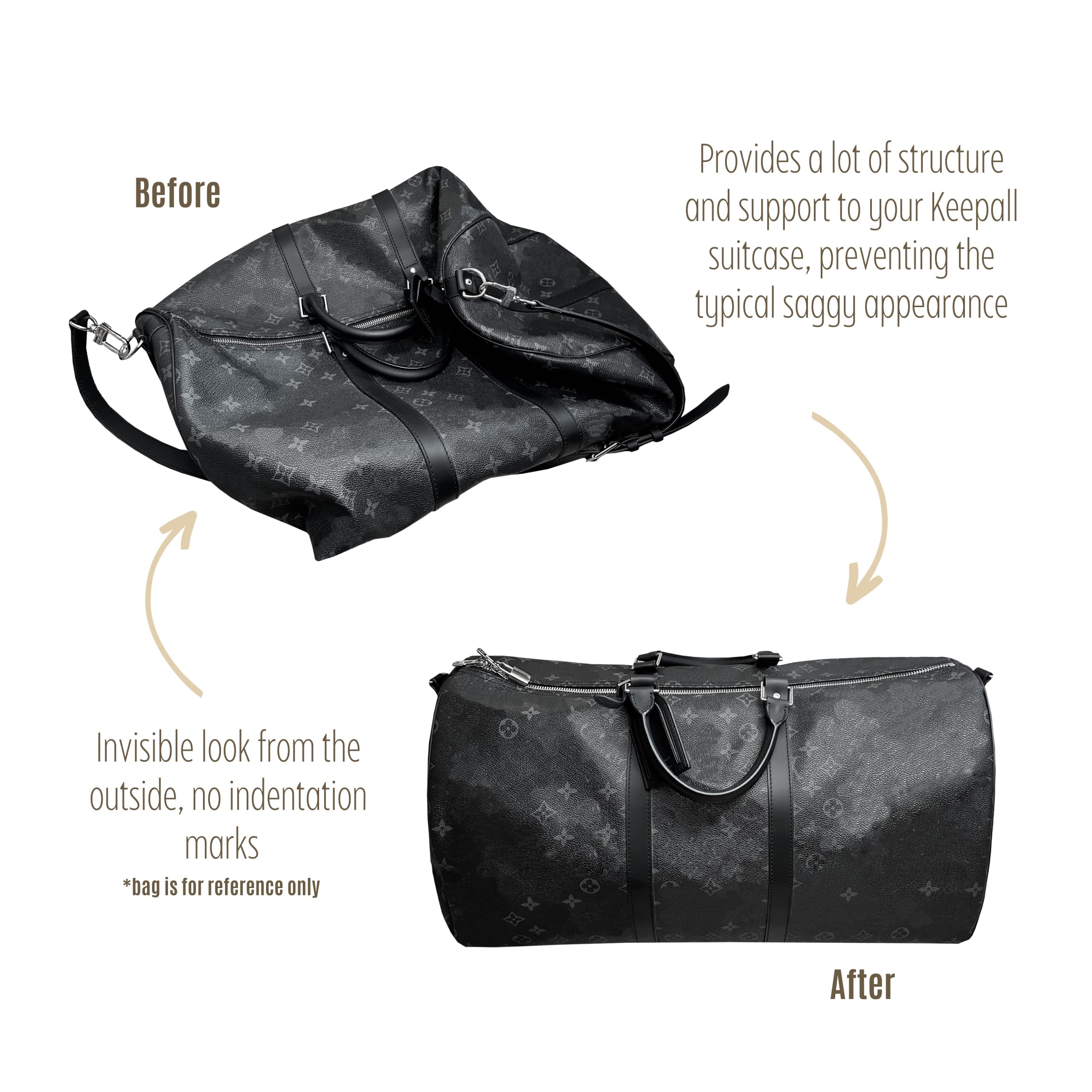 Premium Keepall 45 Bag Organizer Insert - Handmade 3mm Thick Double-Layered Base Shaper with Sturdy Felt Construction (Black) | Perfect for Travel, Business Trips & Daily Commute