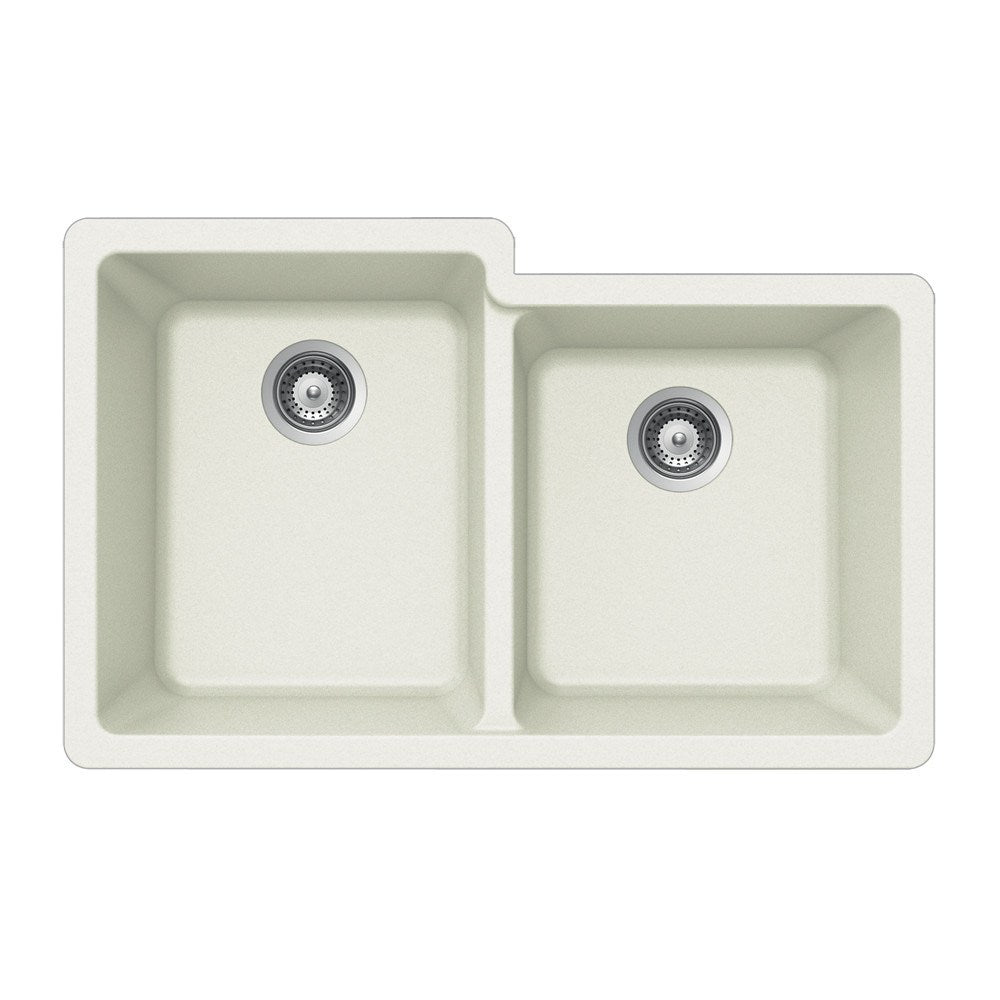 Houzer M 175U Quartztone Series Granite Undermount 60/40 Double Bowl Kitchen Sink - Durable & Stylish for Modern Kitchens, Perfect for Cooking and Entertaining