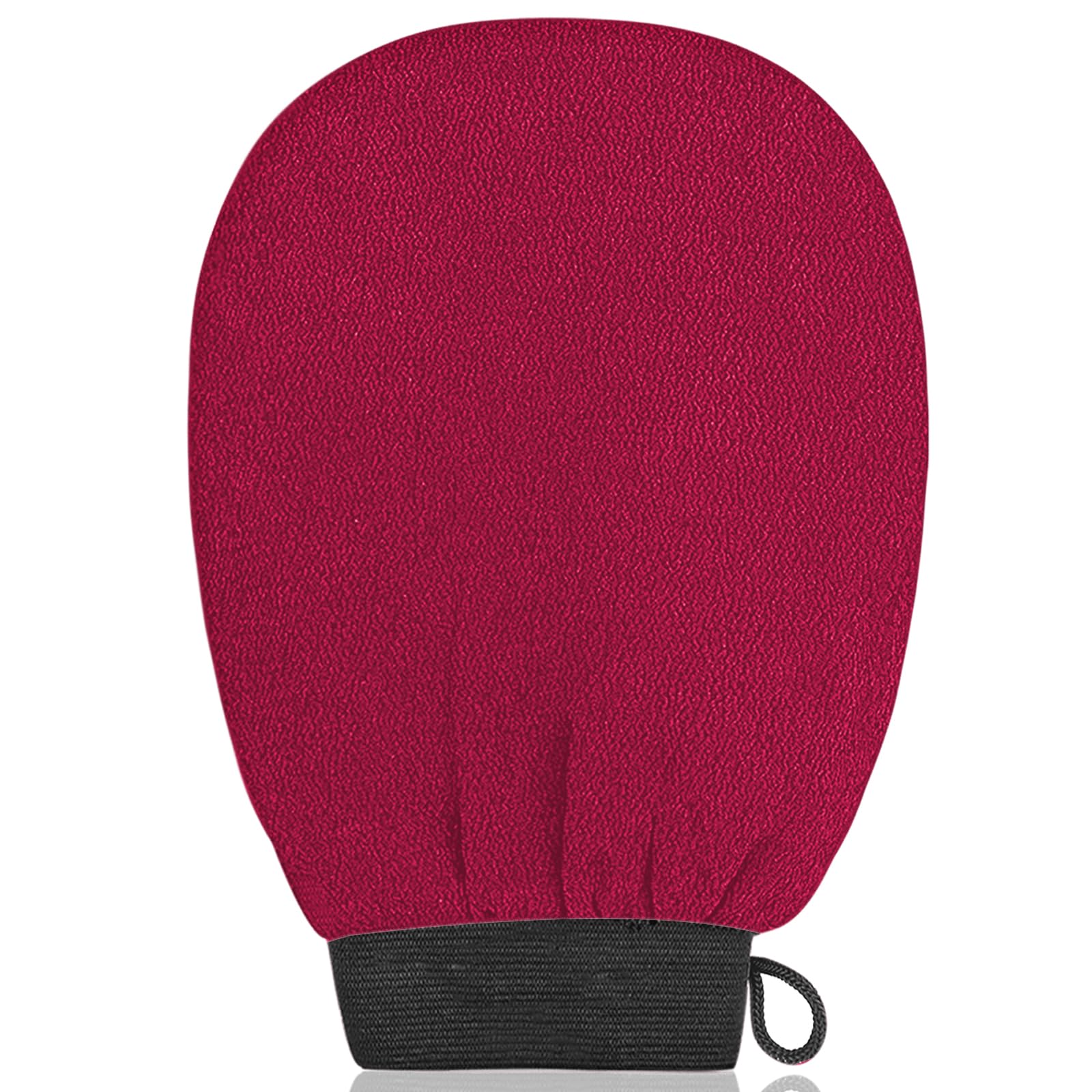 Exfoliating Glove for Shower - Deep Cleansing Body Scrubber Mitt to Remove Dead Skin - Self Tan Remover & Keratosis Pilaris Treatment - Soft Exfoliator for Smooth Skin - Perfect for Pre-Tanning & Dry Skin Care (Red)