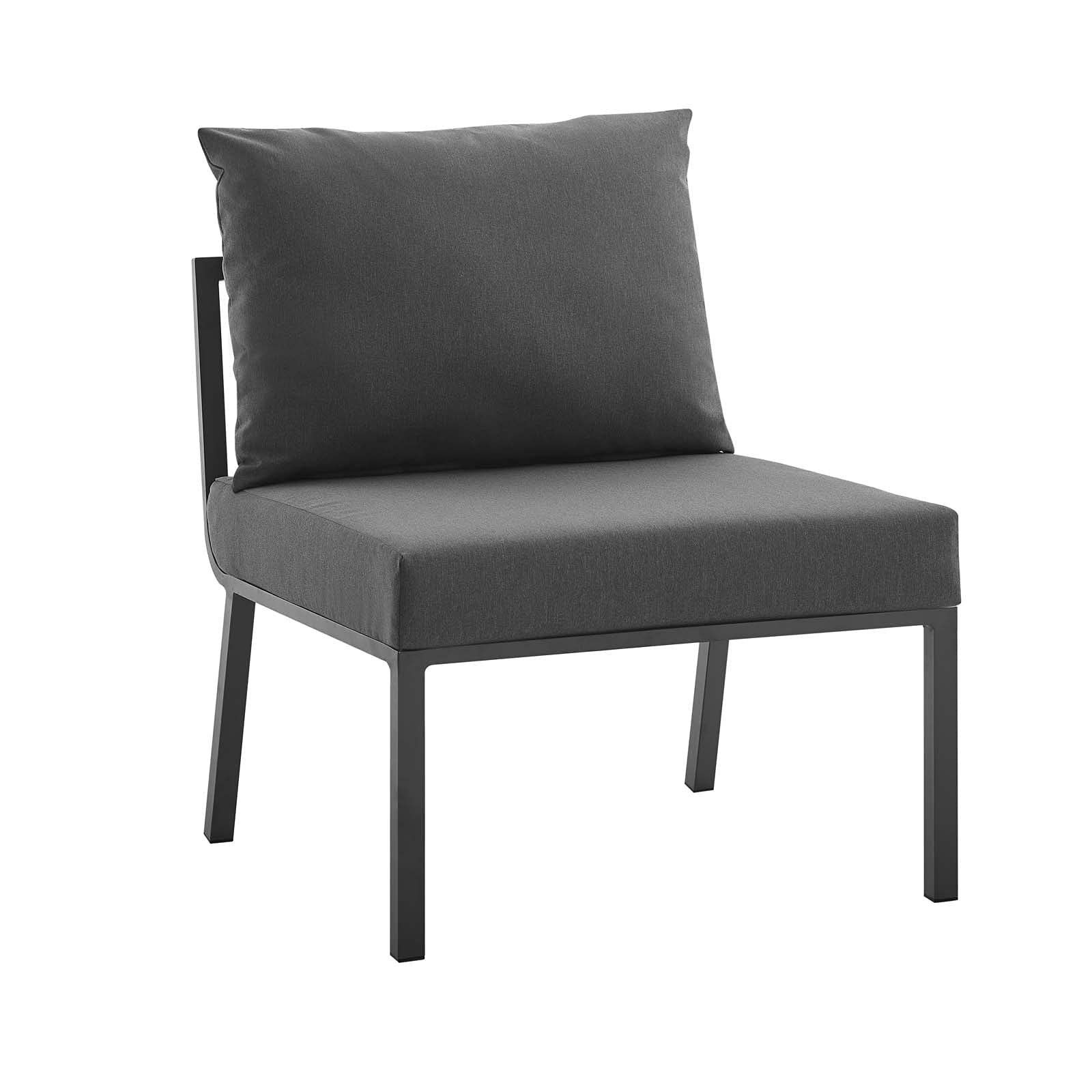 Modway Riverside Outdoor Armless Chair - Gray Charcoal Patio Furniture for Poolside, Deck & Garden Relaxation