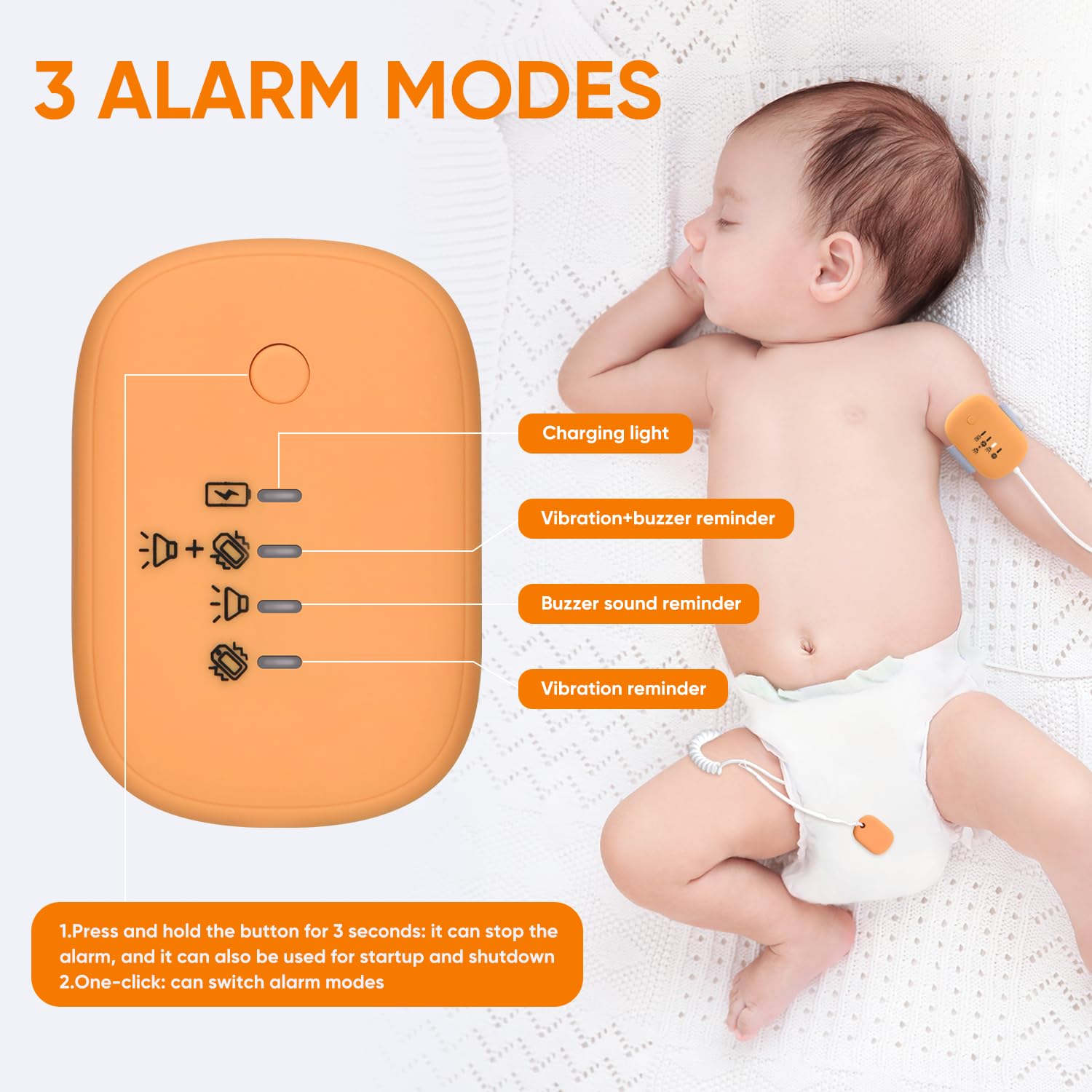 Bed Wetting Alarm for Boys & Girls - USB Rechargeable Enuresis Alarm with High Sensitivity Sensor - 3 Alarm Modes for Kids, Adults & Elderly - Perfect for Nighttime Potty Training & Incontinence Care