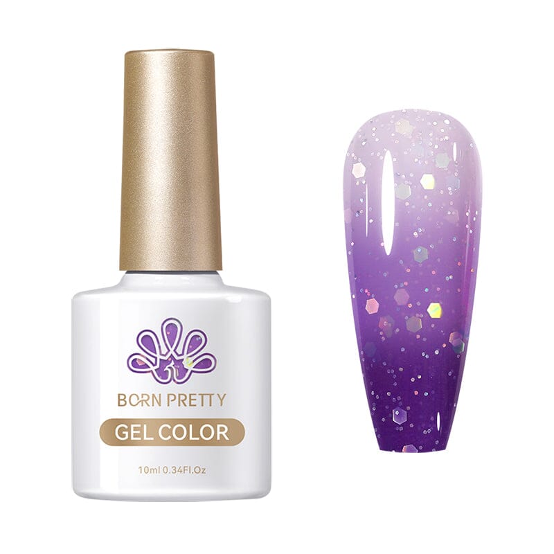 Purple Glitter Thermal Nail Gel Polish - 10ml Professional UV/LED Gel for Manicures & Pedicures - Perfect for Nail Salons, DIY Home Nail Art, Parties & Special Occasions