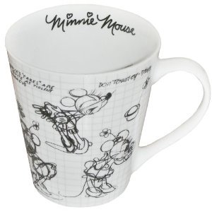 Minnie Mouse Sketchbook Porcelain Mugs Set of 2 - Disney Collectible Coffee Cups for Tea, Hot Chocolate - Perfect for Disney Fans, Gift Giving, and Home Decor